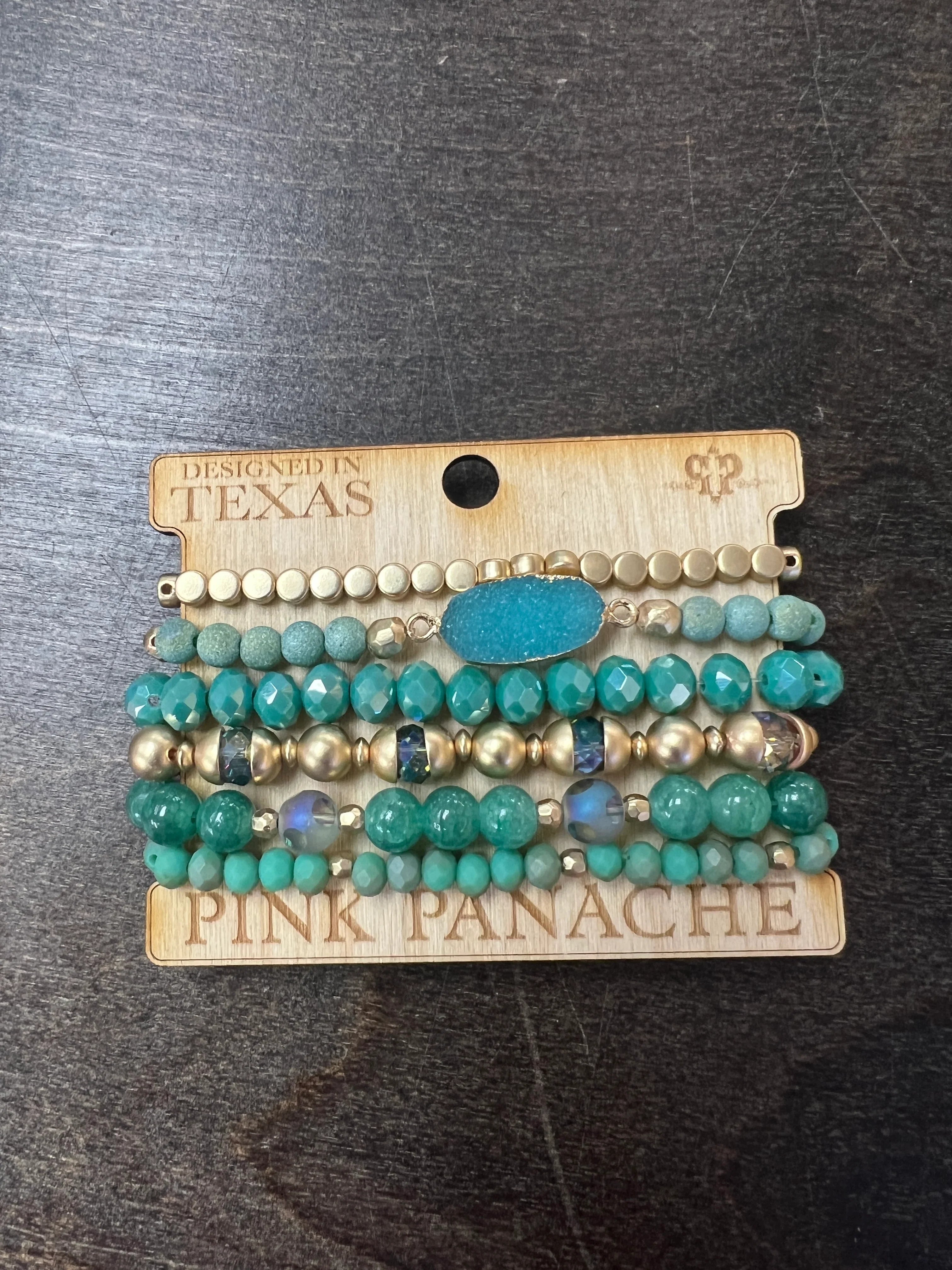 PINK PANACHE Blue Druzy Beaded Bracelet Stack on Simply Obsessed