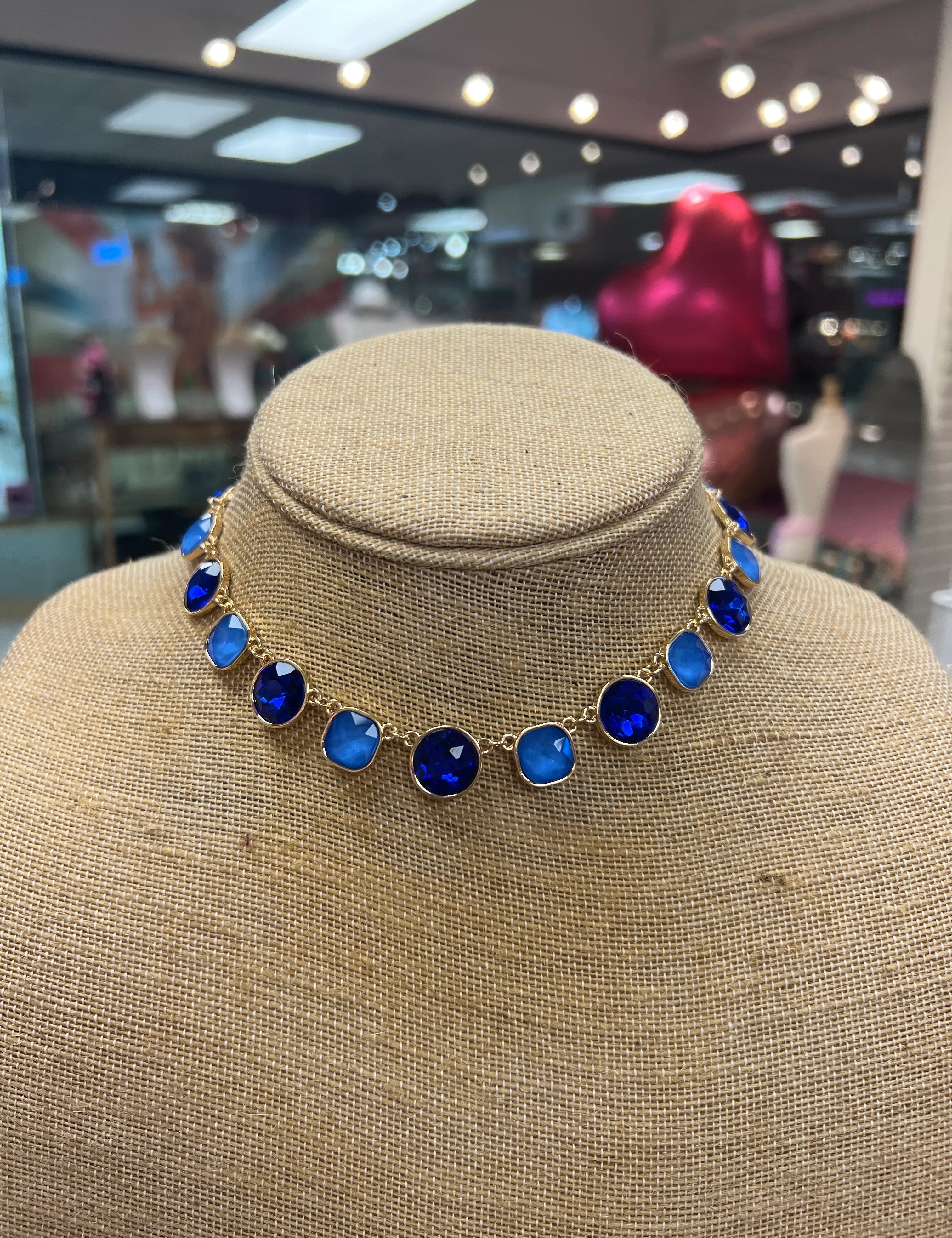 PINK PANACHE Blue Stone Necklace on Simply Obsessed