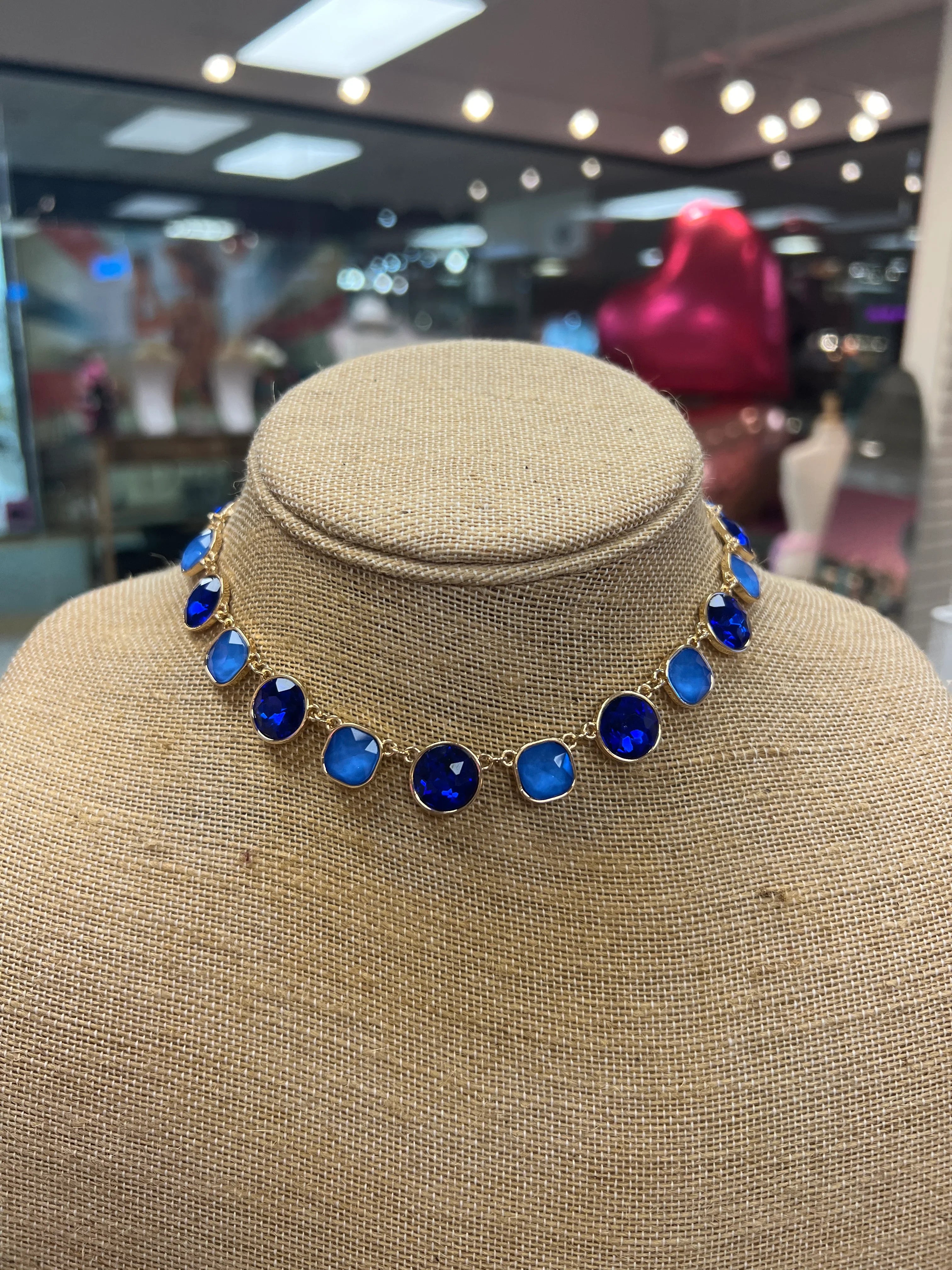 PINK PANACHE Blue Stone Necklace on Simply Obsessed