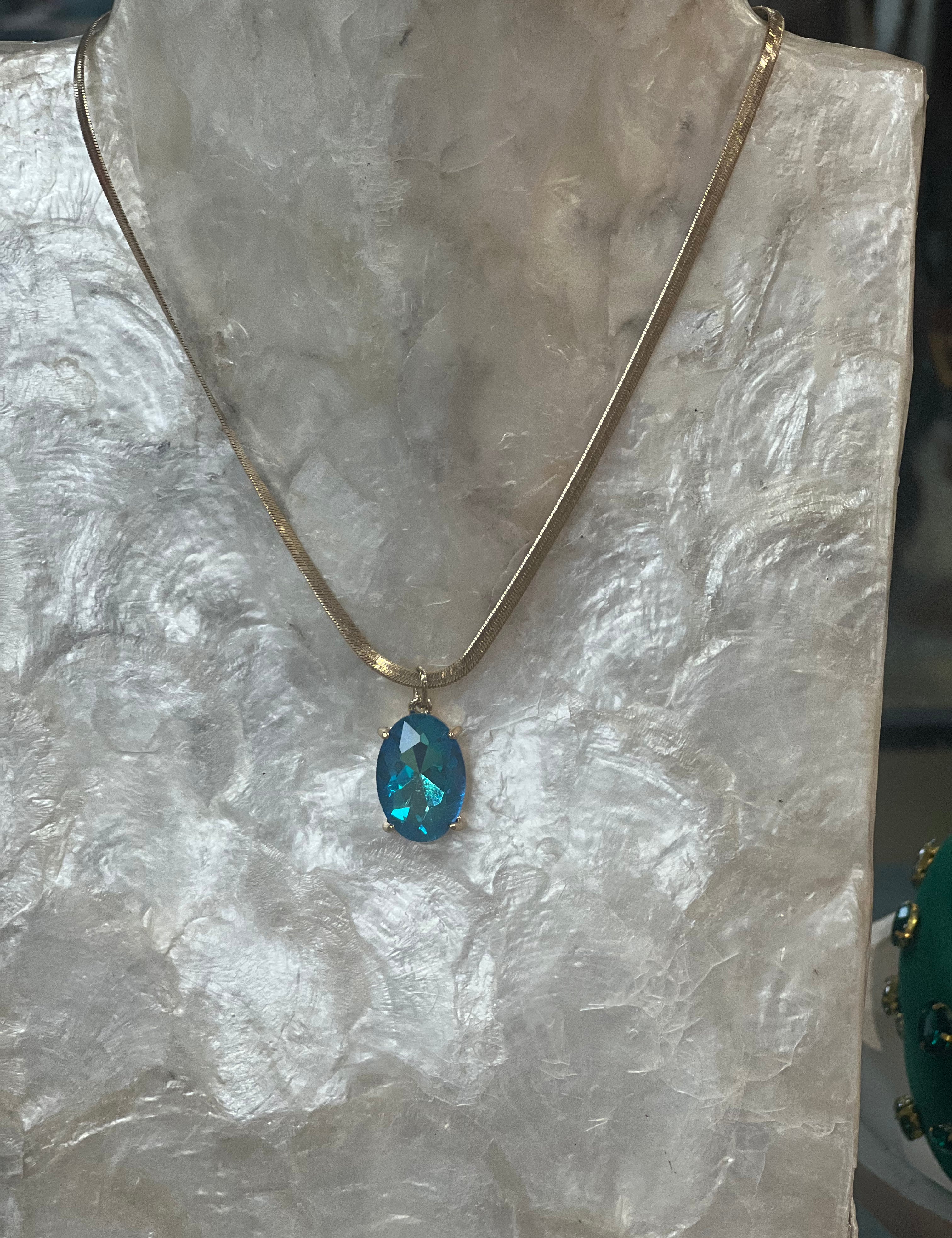 PINK PANACHE Blue Stone Necklace on Simply Obsessed