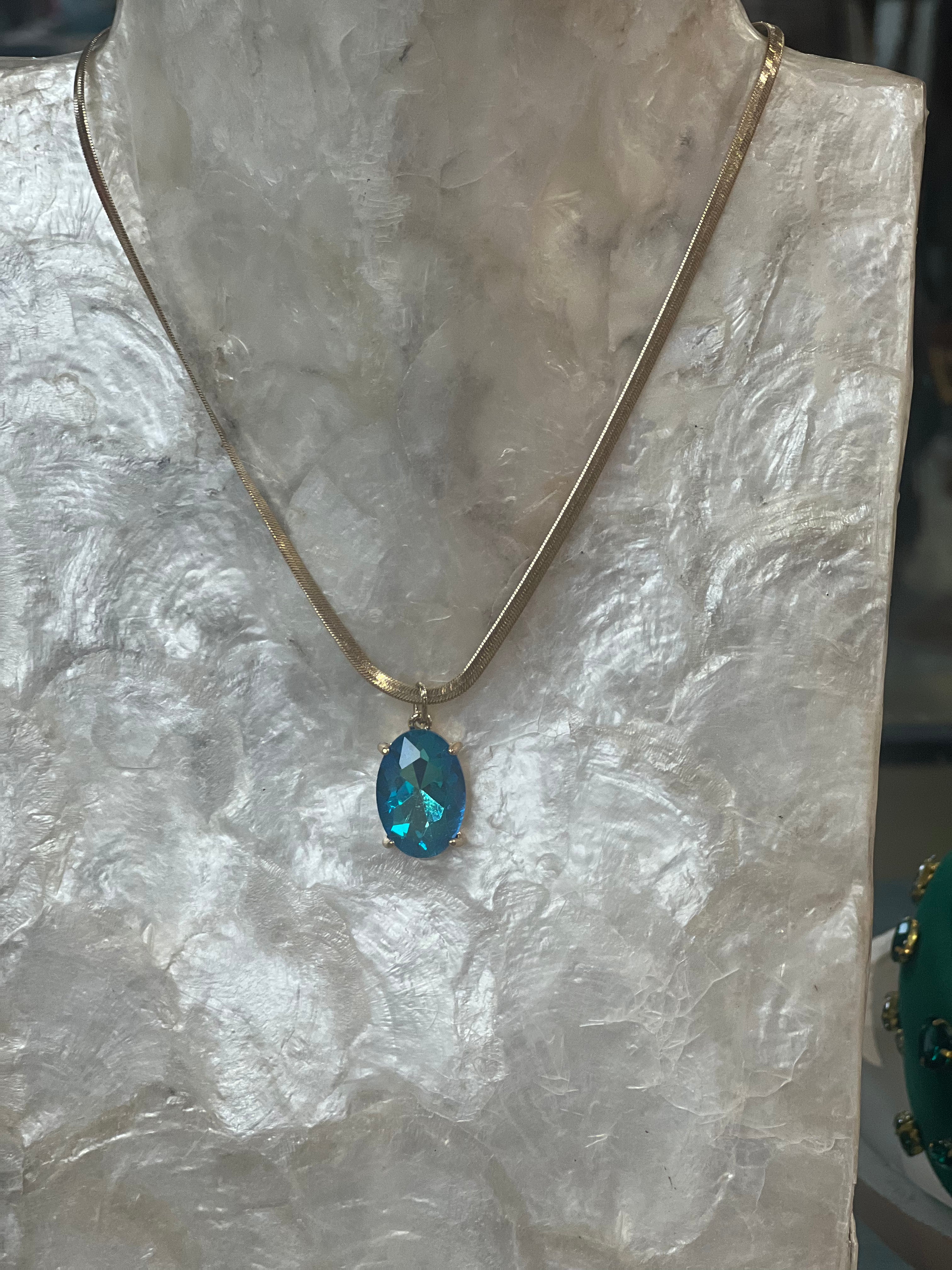 PINK PANACHE Blue Stone Necklace on Simply Obsessed