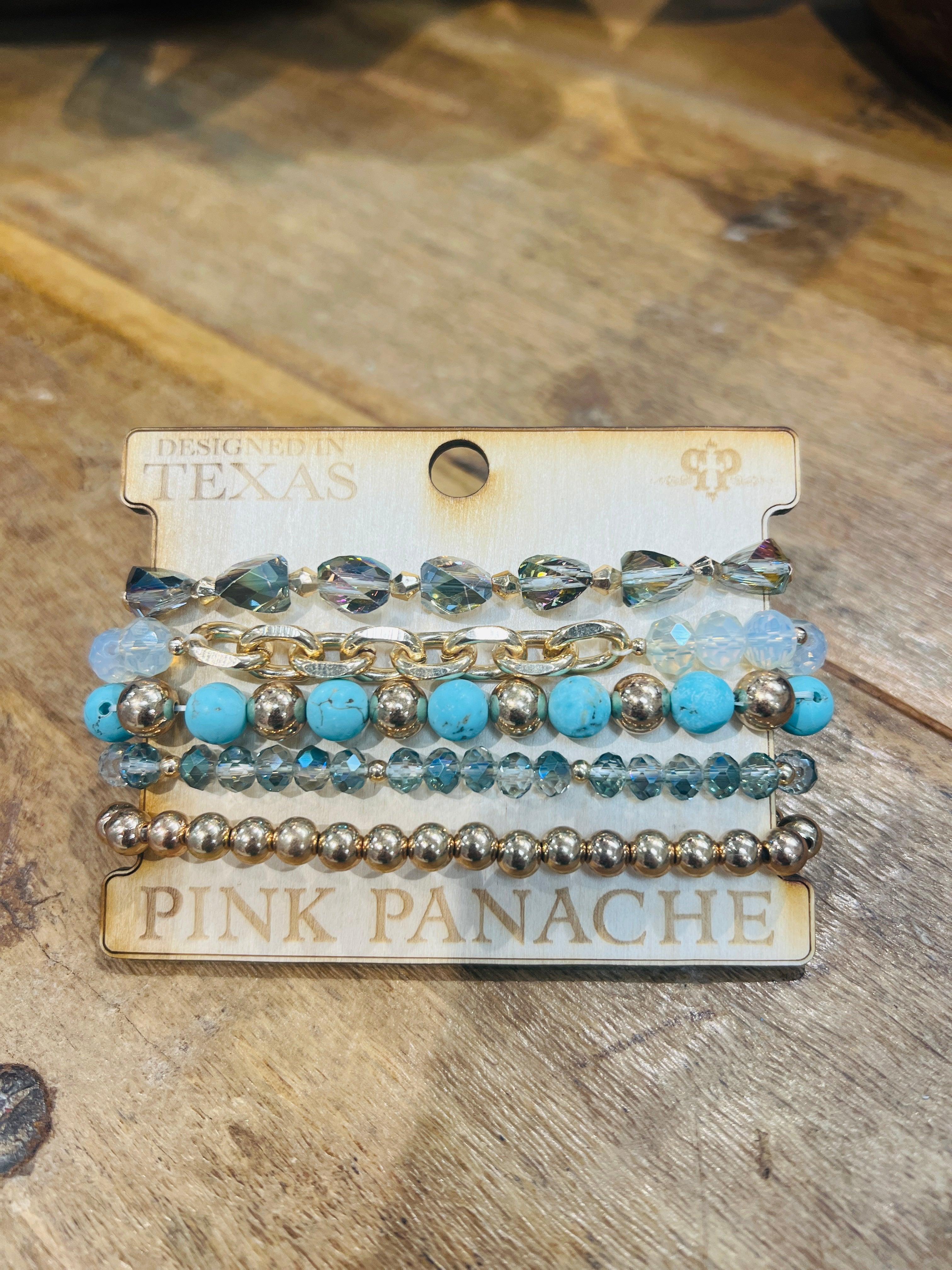 PINK PANACHE Blue/Gold Chain Bracelet Stack on Simply Obsessed