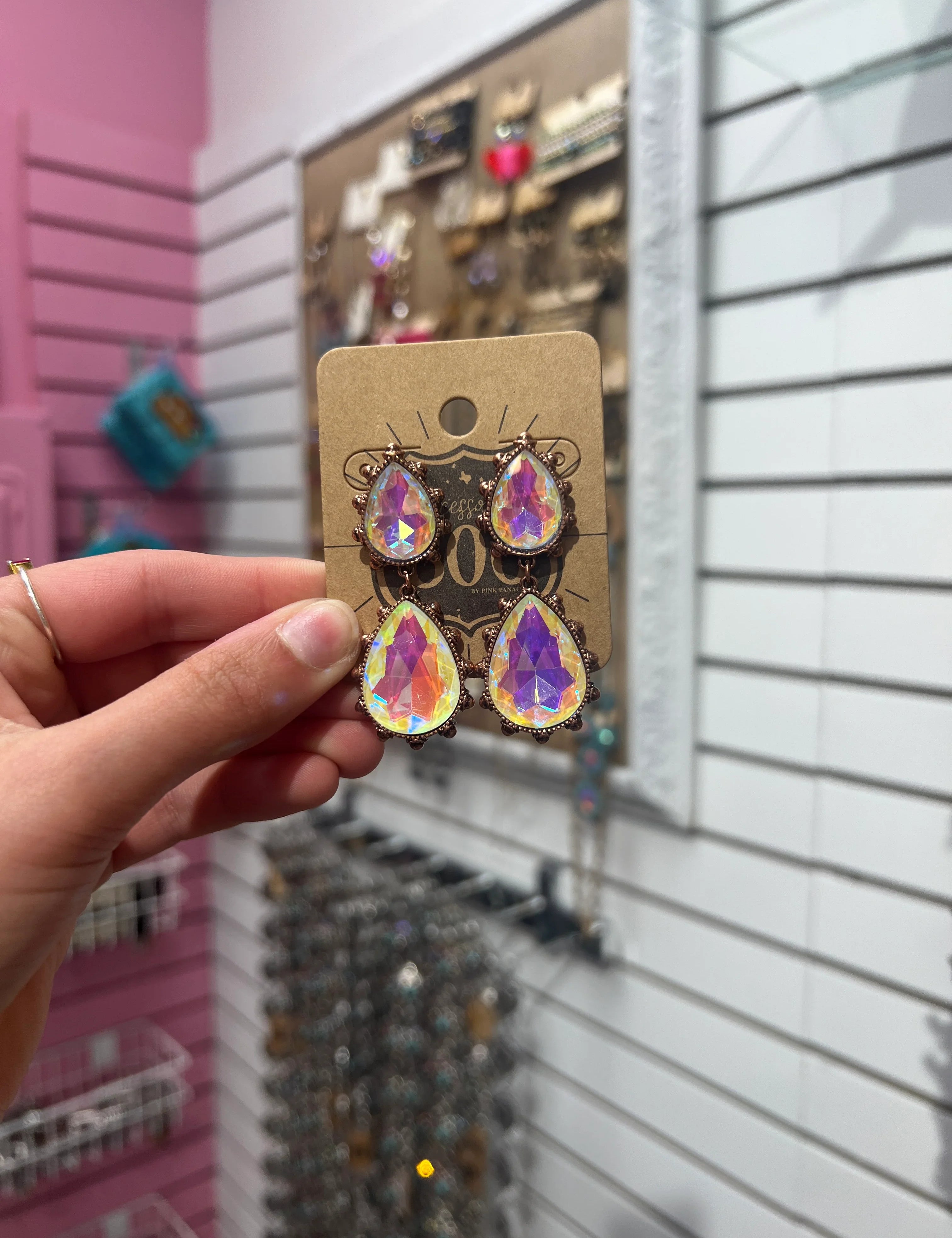 PINK PANACHE Bronze AB Layered Stone Earrings on Simply Obsessed
