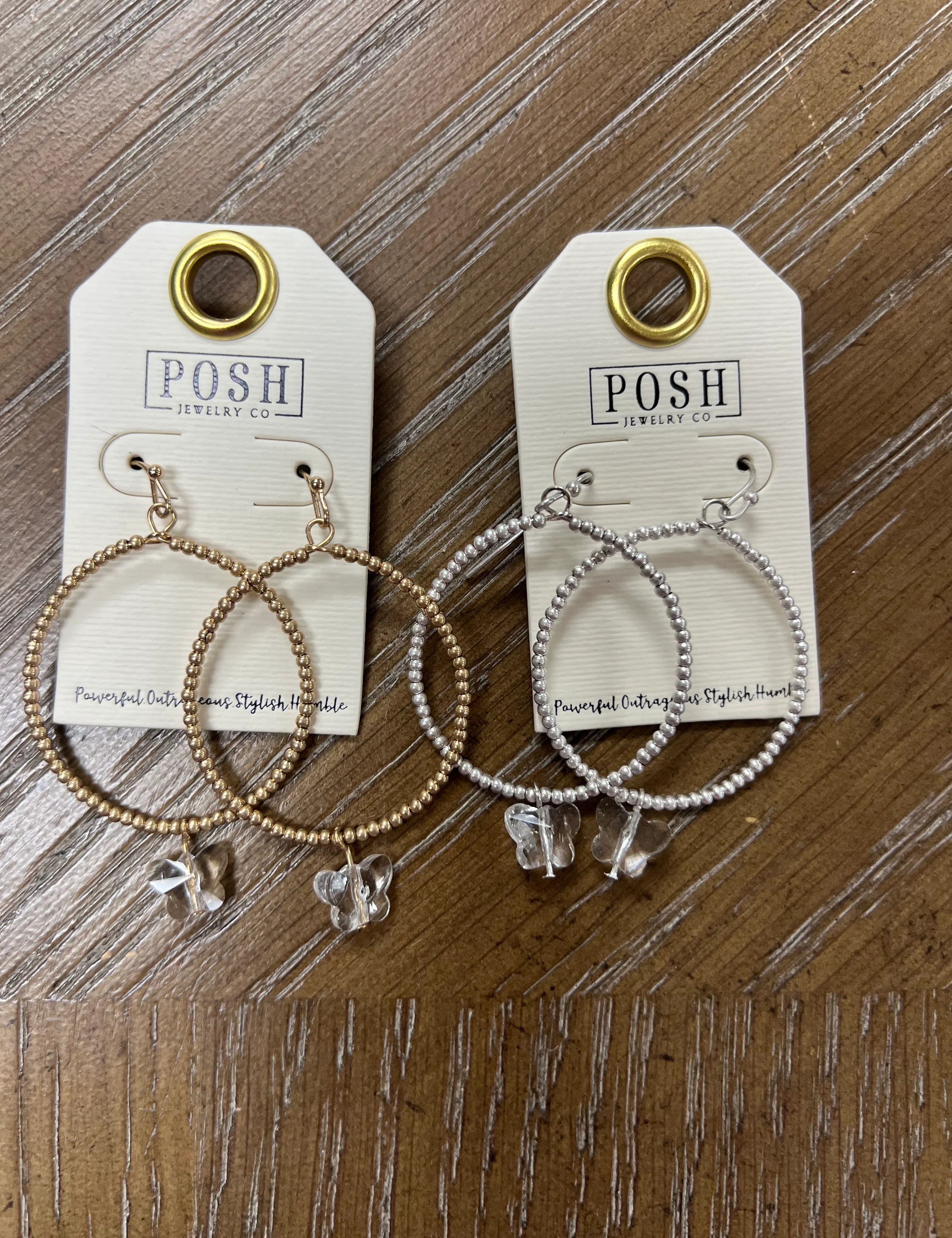 PINK PANACHE Butterfly Drop Hoops on Simply Obsessed