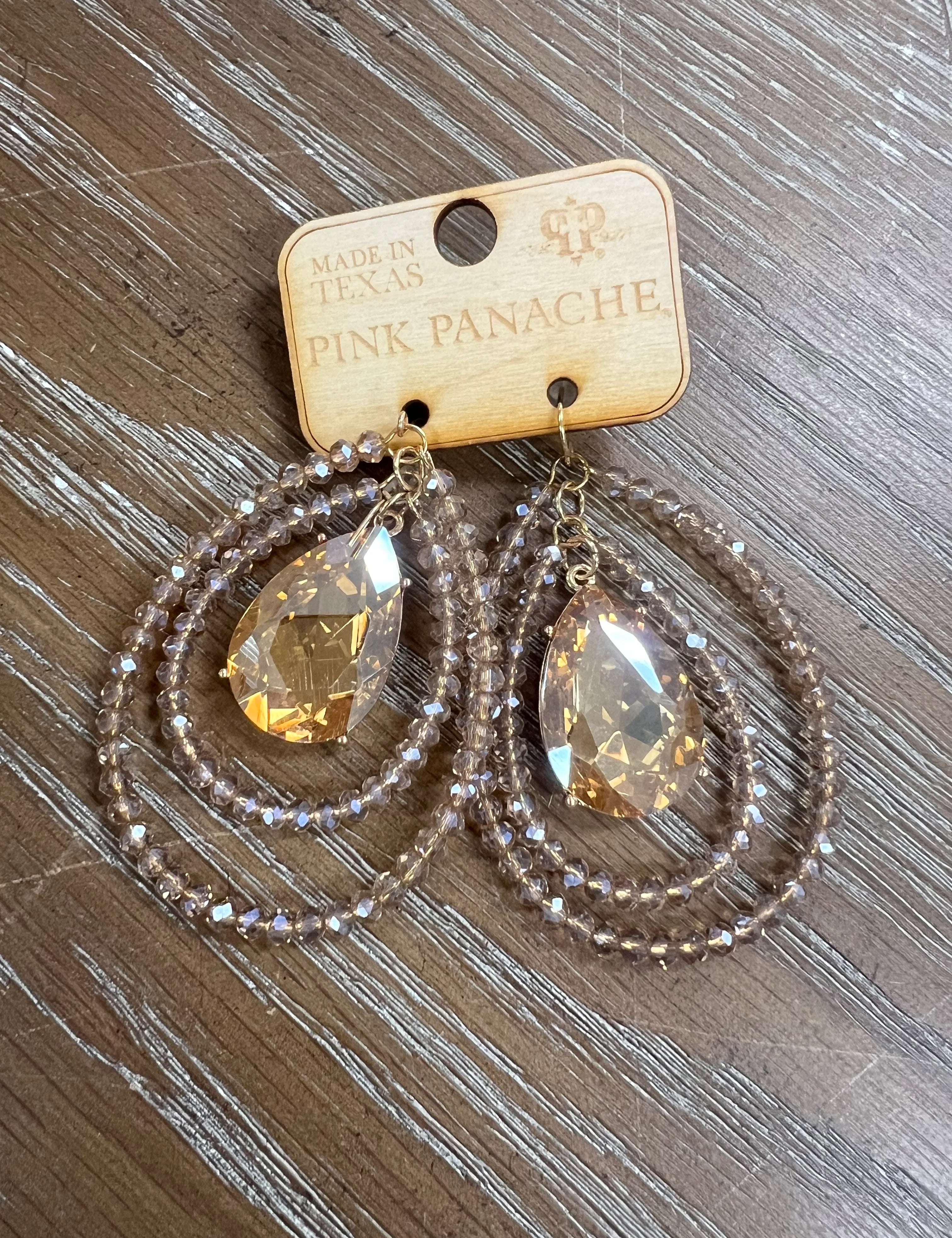 PINK PANACHE Champagne Layered Teardrop Stone Earrings on Simply Obsessed