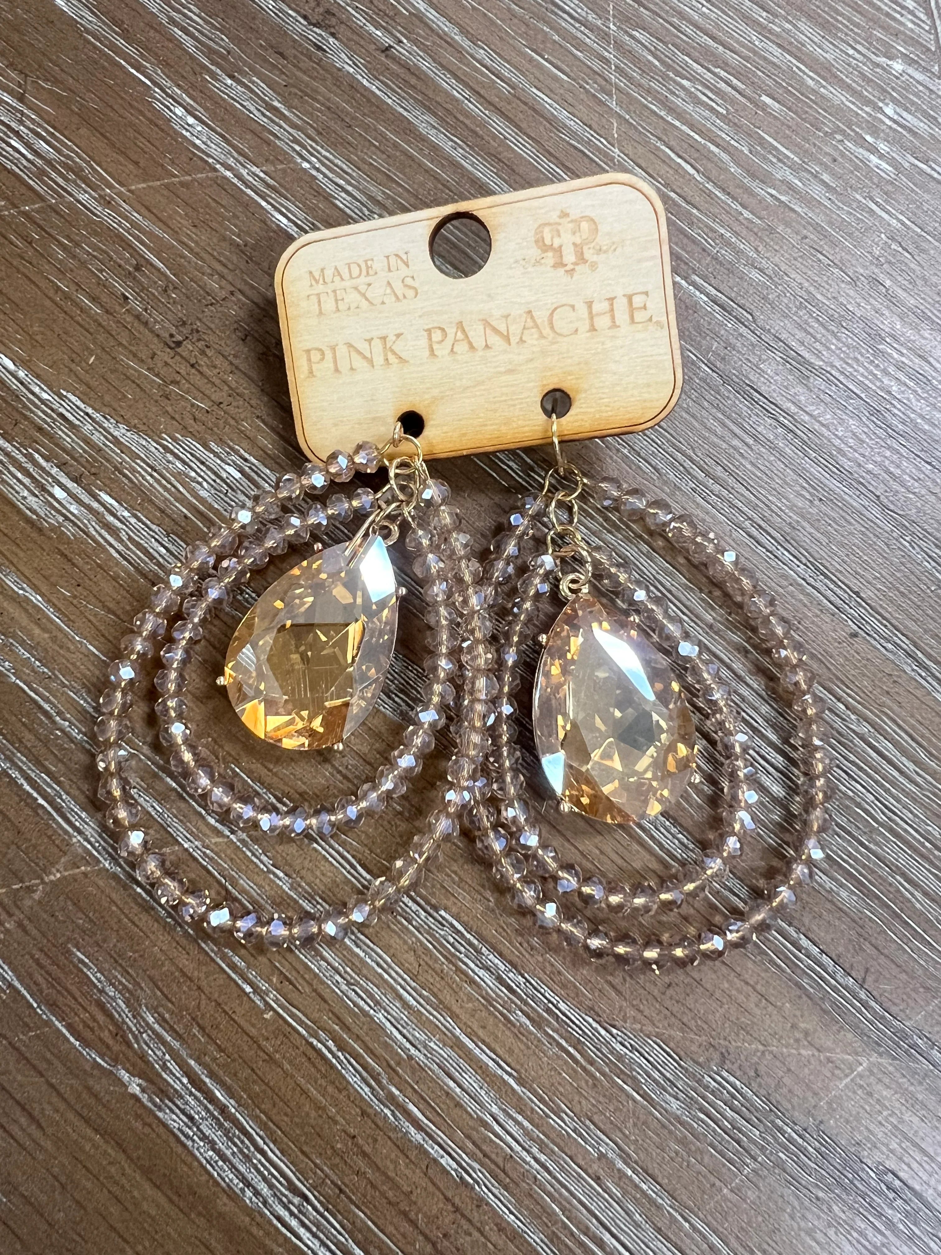 PINK PANACHE Champagne Layered Teardrop Stone Earrings on Simply Obsessed
