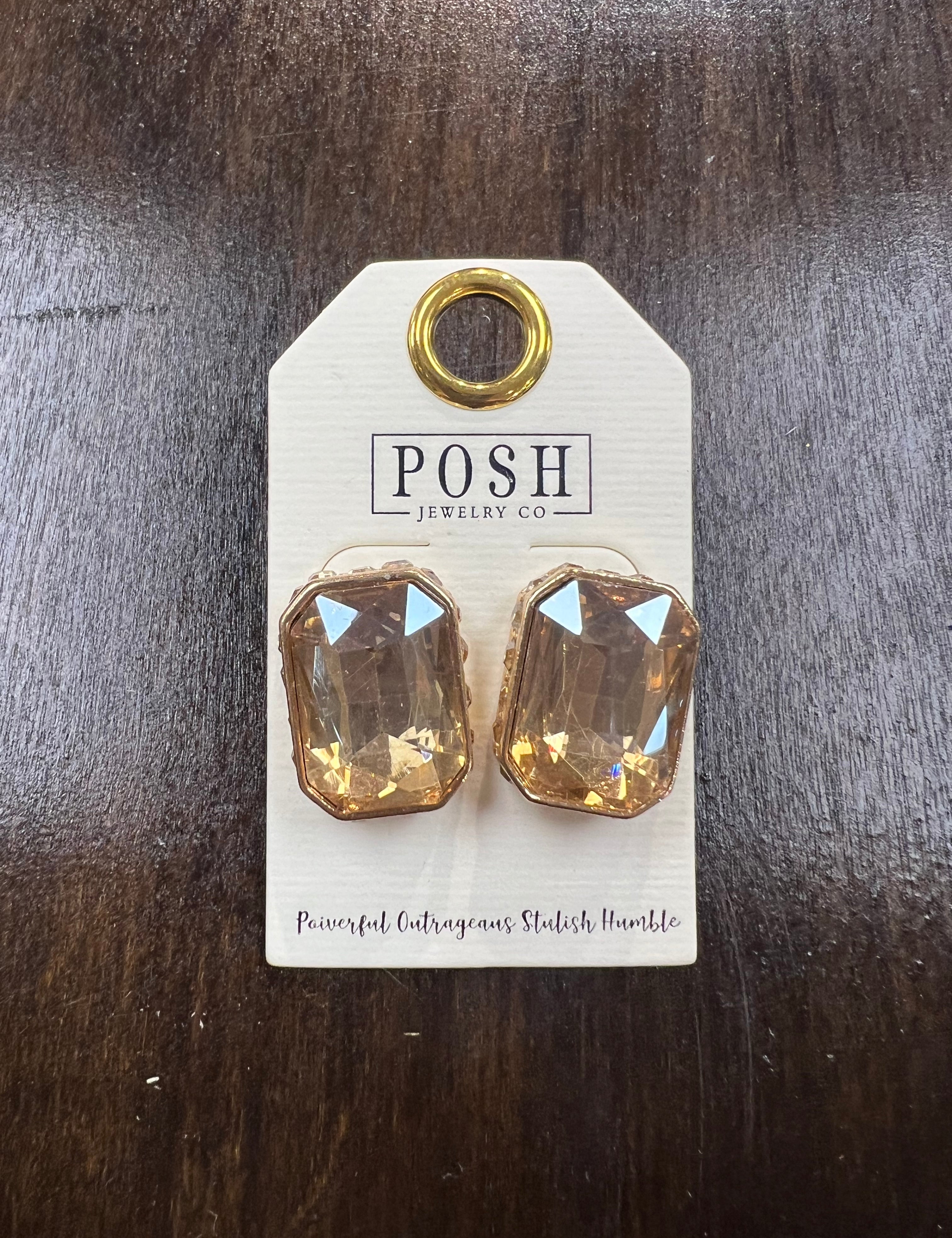 PINK PANACHE: Champagne Stone Studs on Simply Obsessed
