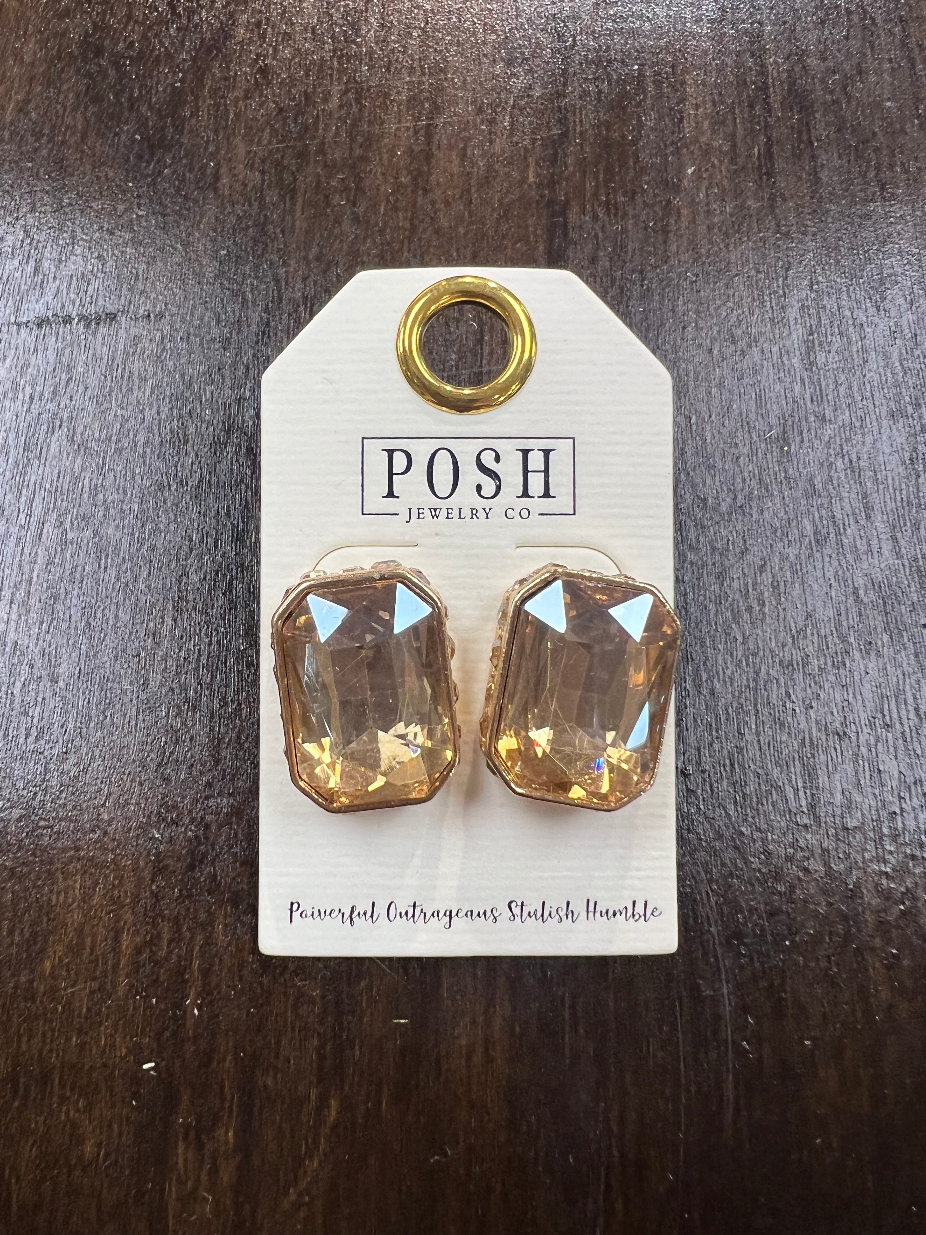 PINK PANACHE: Champagne Stone Studs on Simply Obsessed