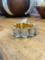 PINK PANACHE Clear Oval Stone Stretch Bracelet on Simply Obsessed