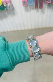 PINK PANACHE Clear Oval Stone Stretch Bracelet on Simply Obsessed