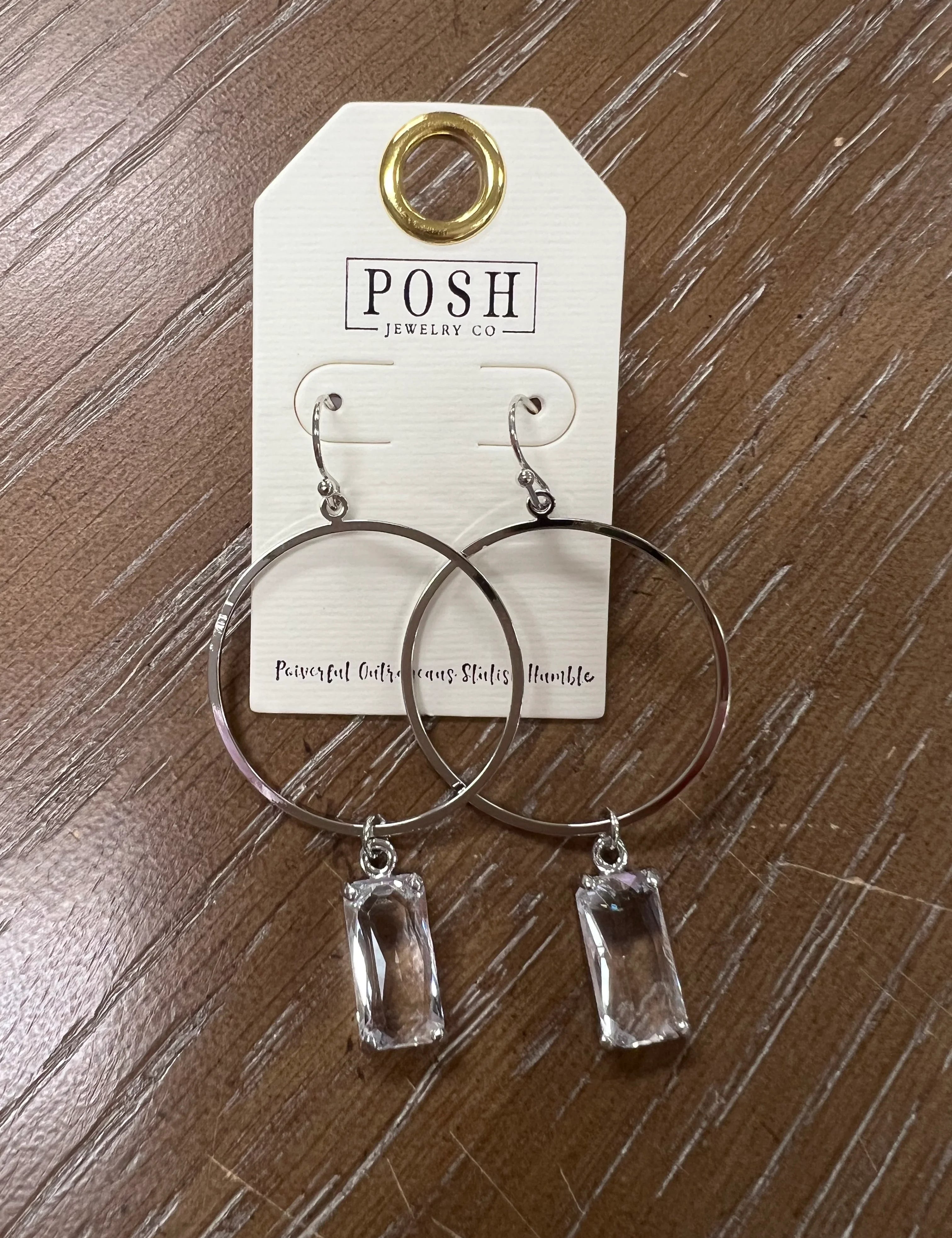 PINK PANACHE Clear Stone Drop Hoop Earrings on Simply Obsessed