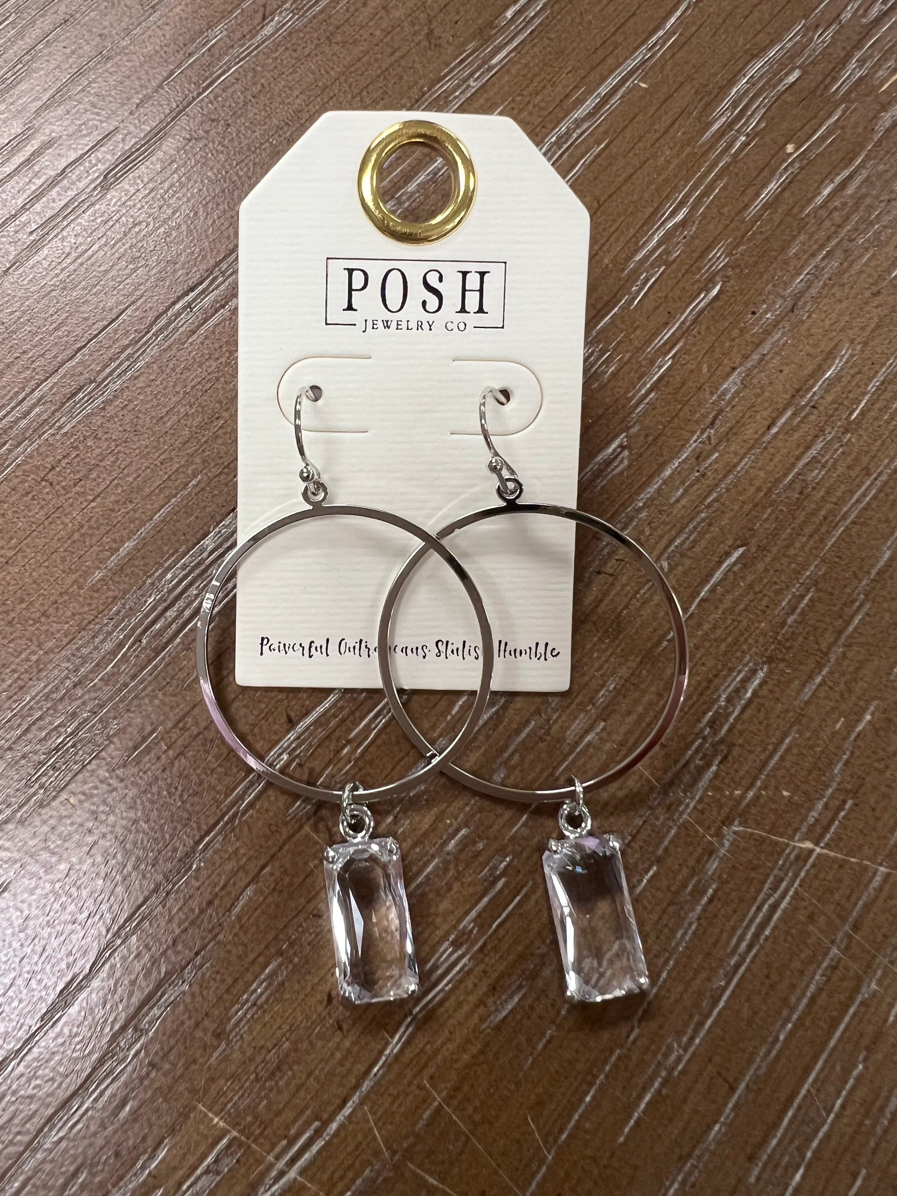 PINK PANACHE Clear Stone Drop Hoop Earrings on Simply Obsessed