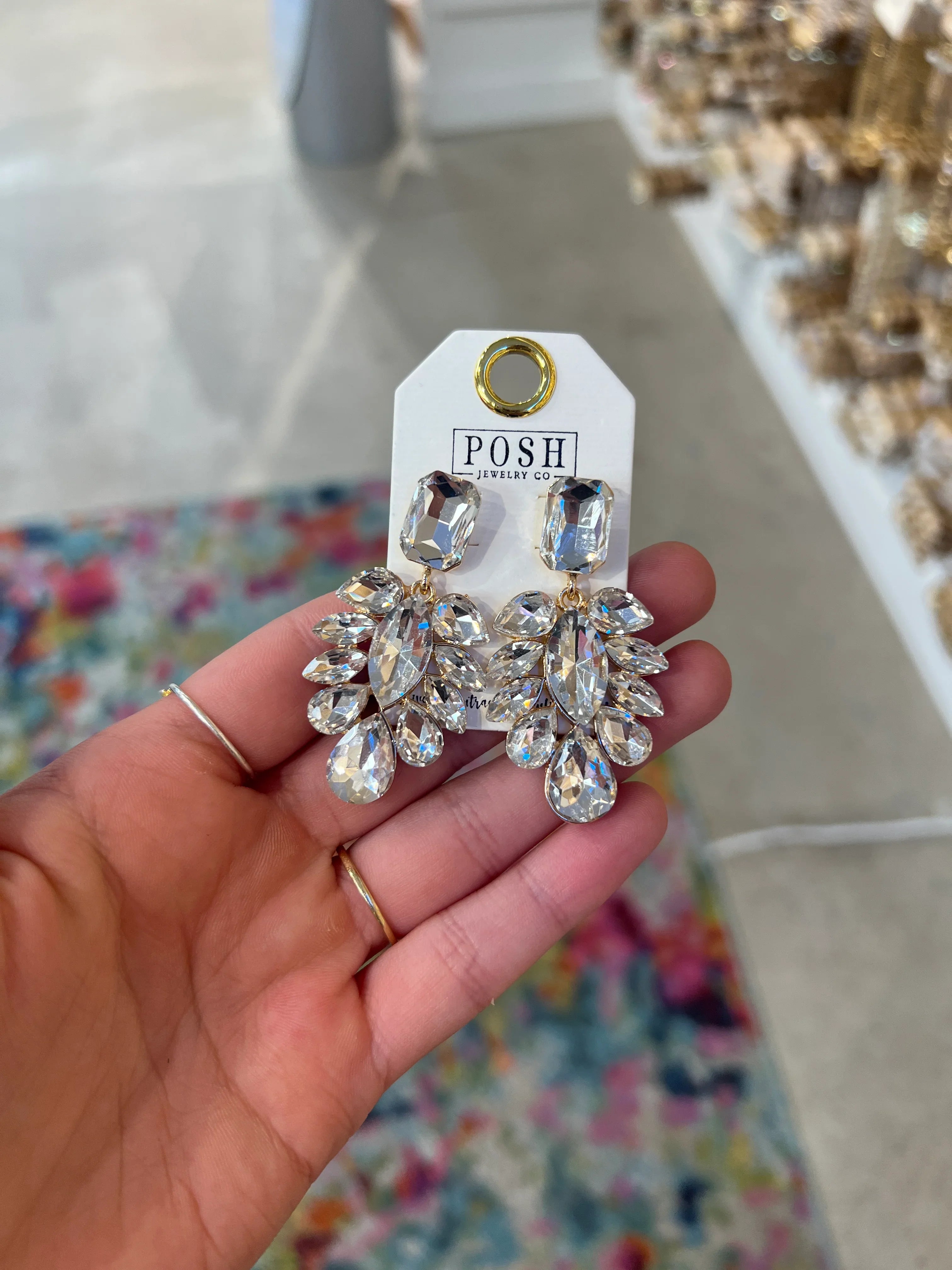PINK PANACHE Clear Stone Earrings on Simply Obsessed