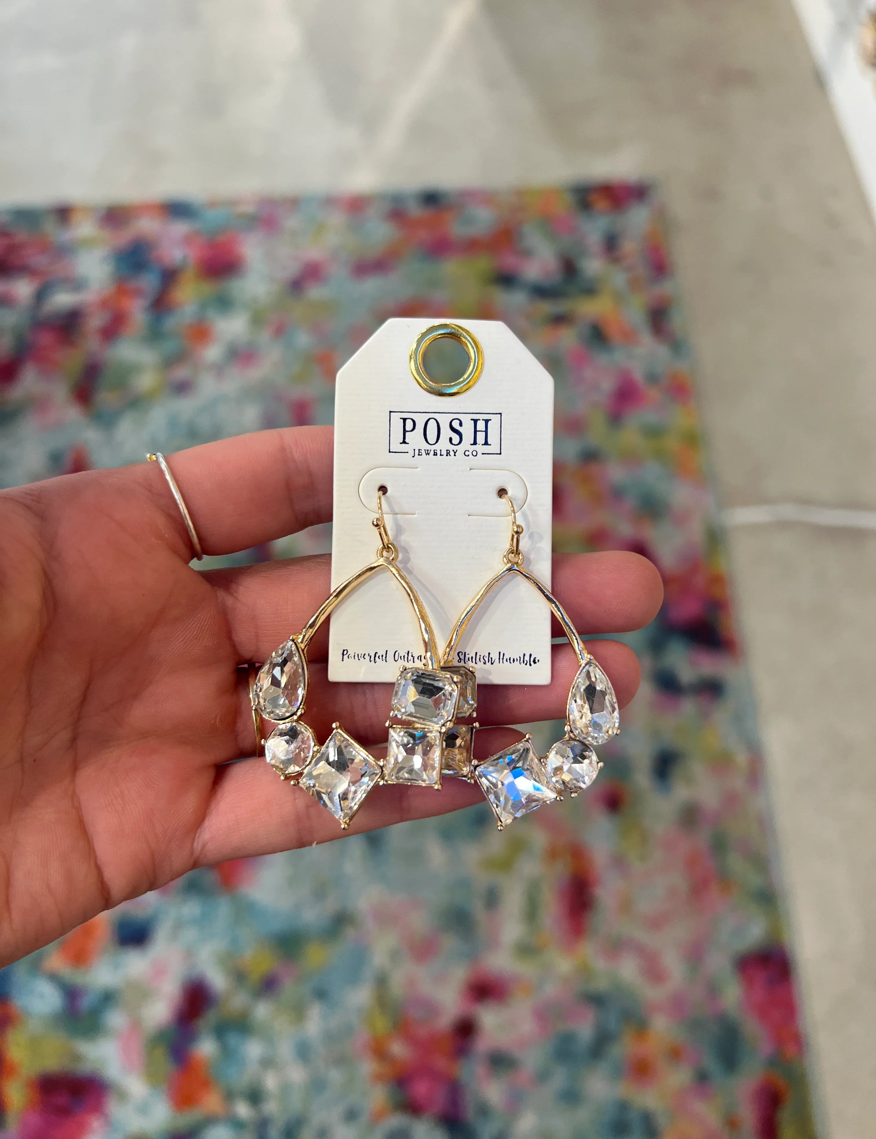 PINK PANACHE Clear Stone Teardrop Earrings on Simply Obsessed