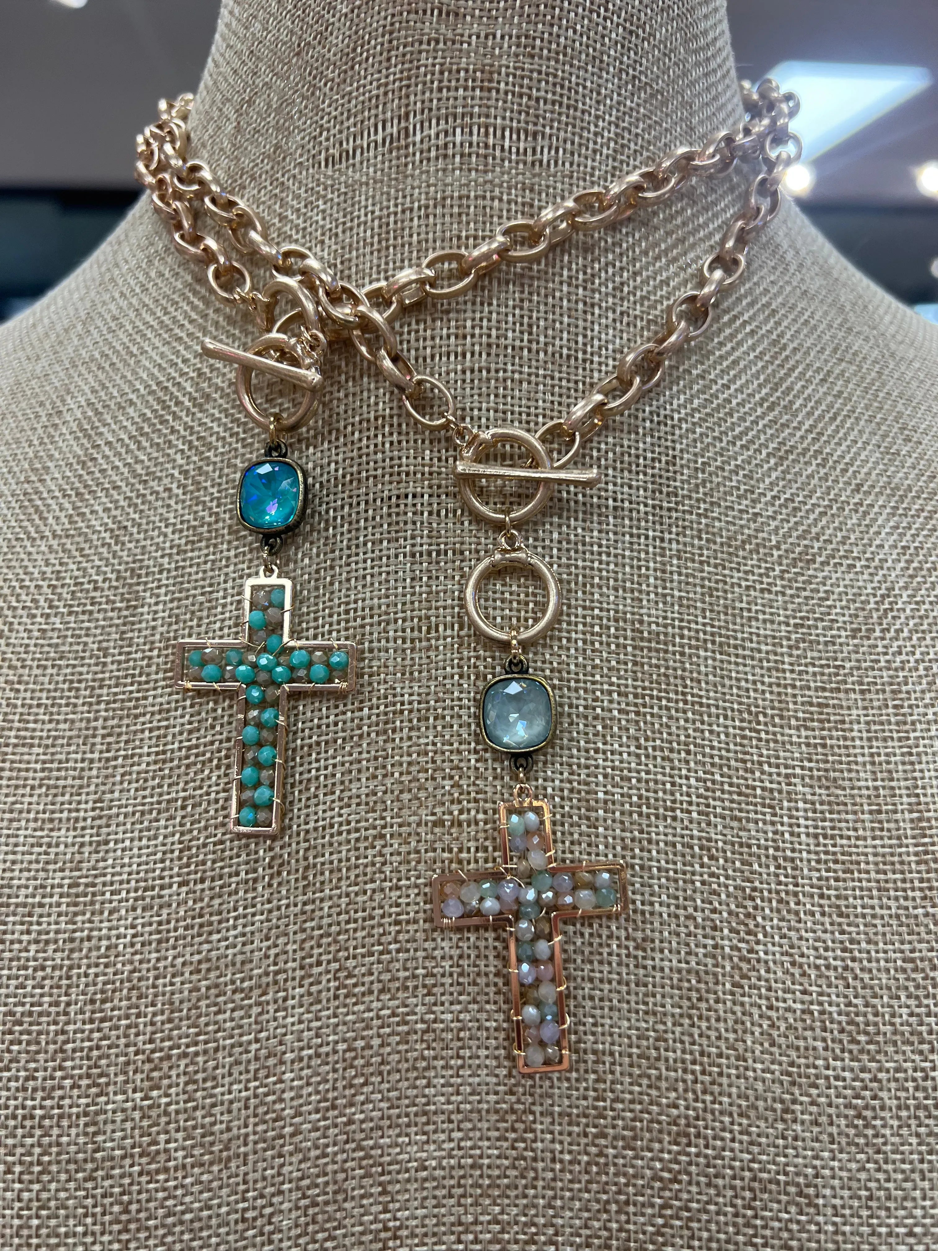 PINK PANACHE Cross Chain Necklace on Simply Obsessed