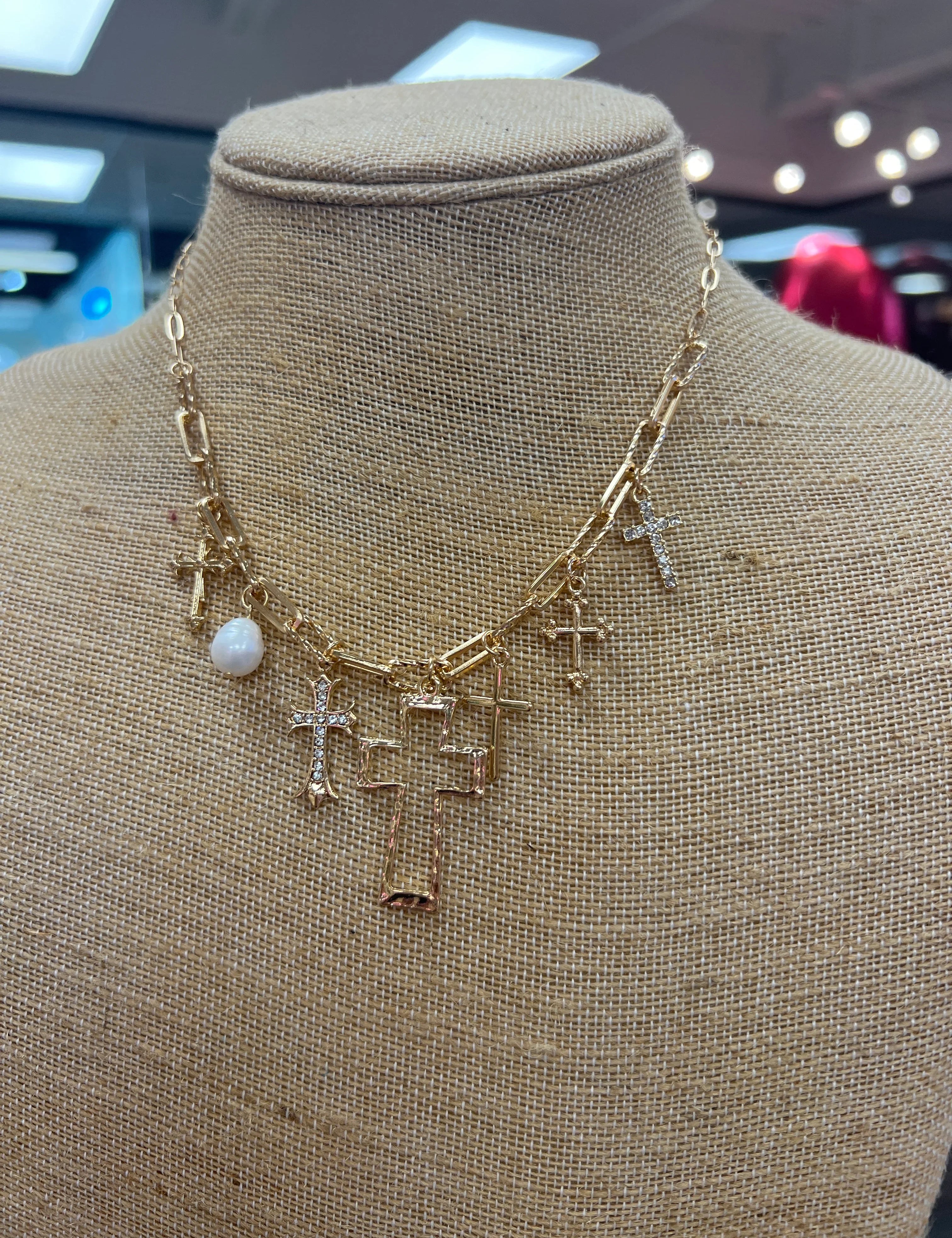 PINK PANACHE Cross Charm Necklace on Simply Obsessed