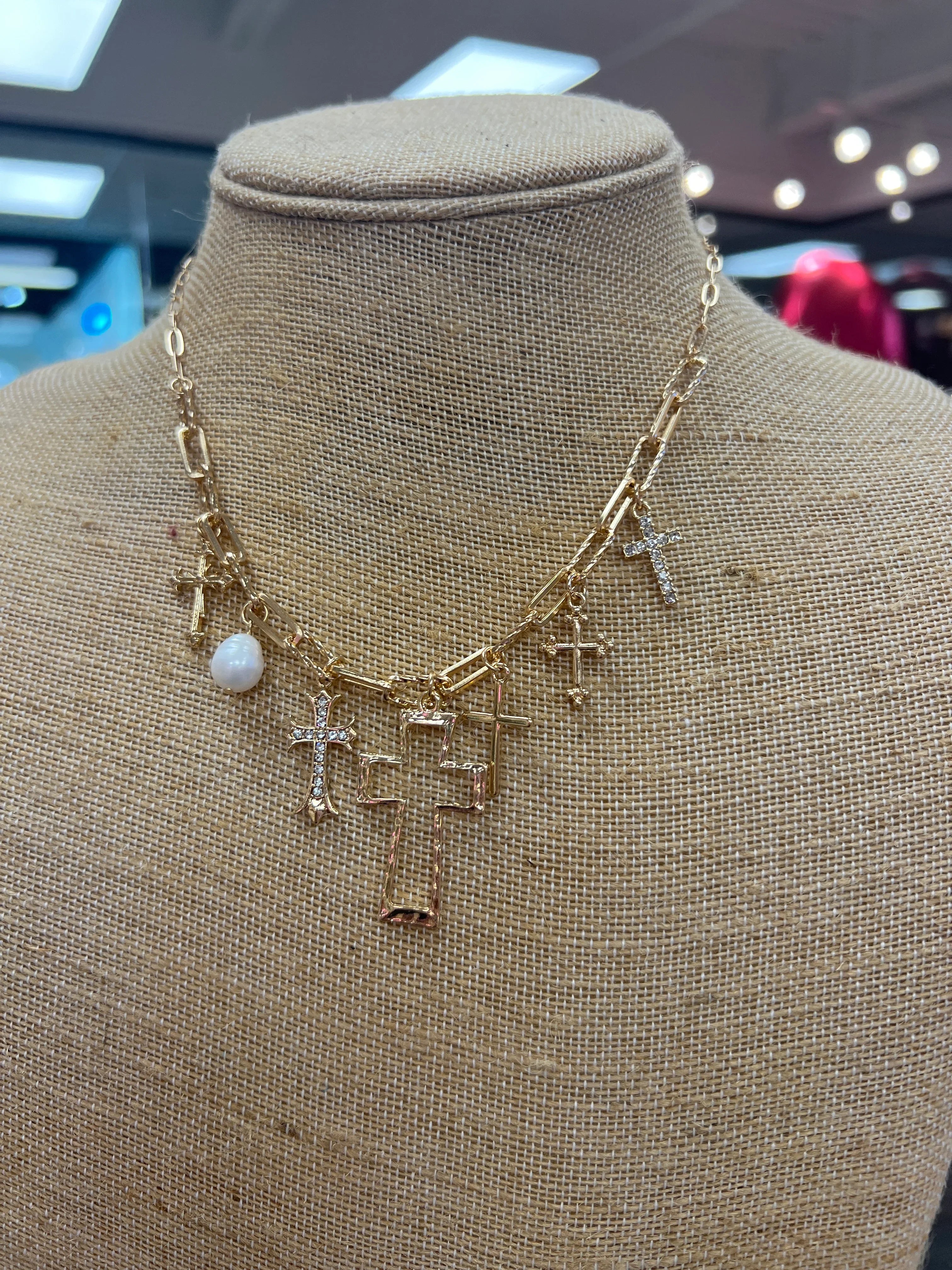 PINK PANACHE Cross Charm Necklace on Simply Obsessed
