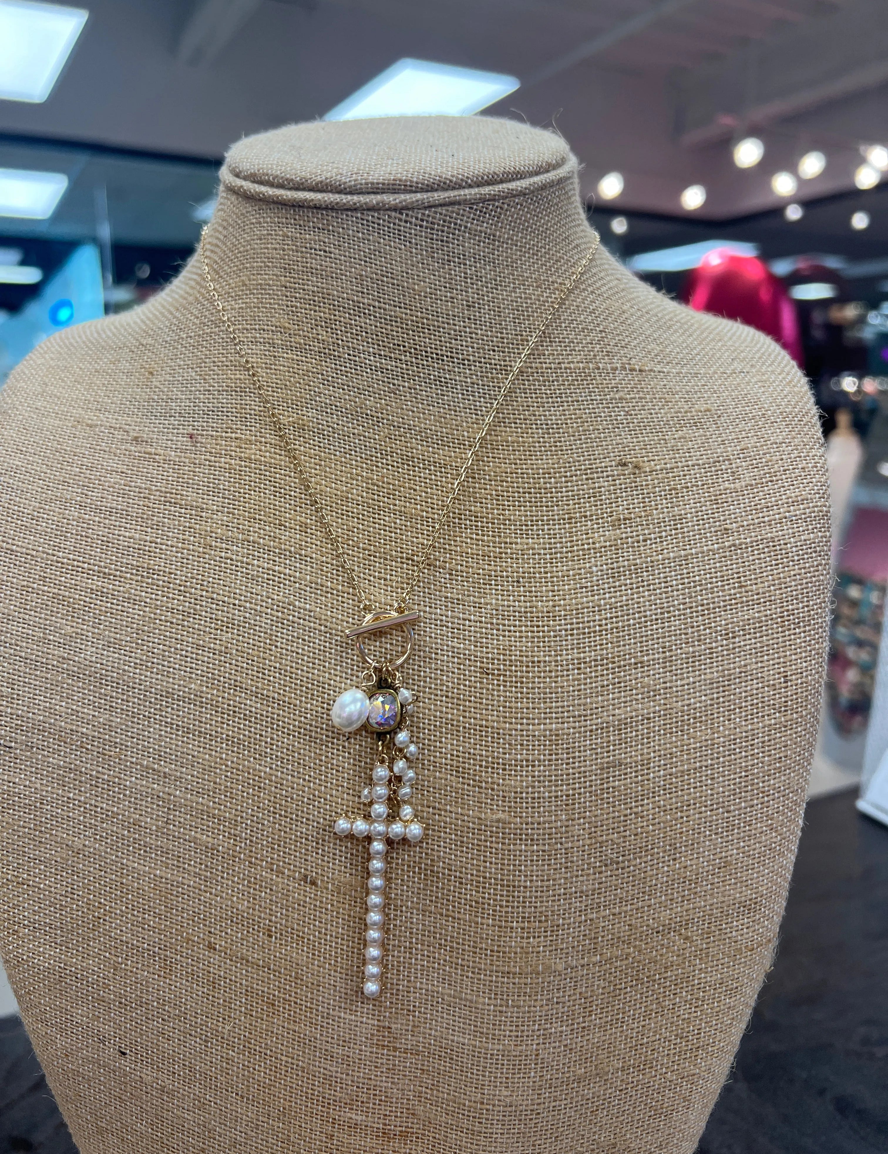 PINK PANACHE Cross Charm Necklace on Simply Obsessed
