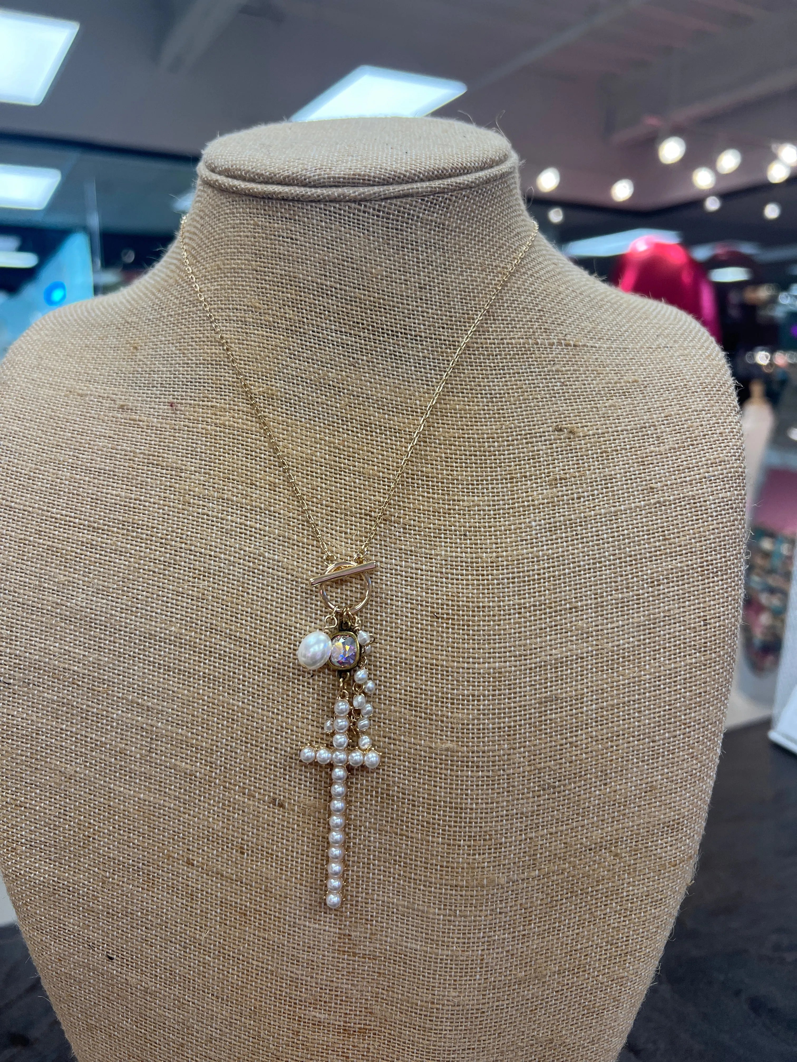 PINK PANACHE Cross Charm Necklace on Simply Obsessed