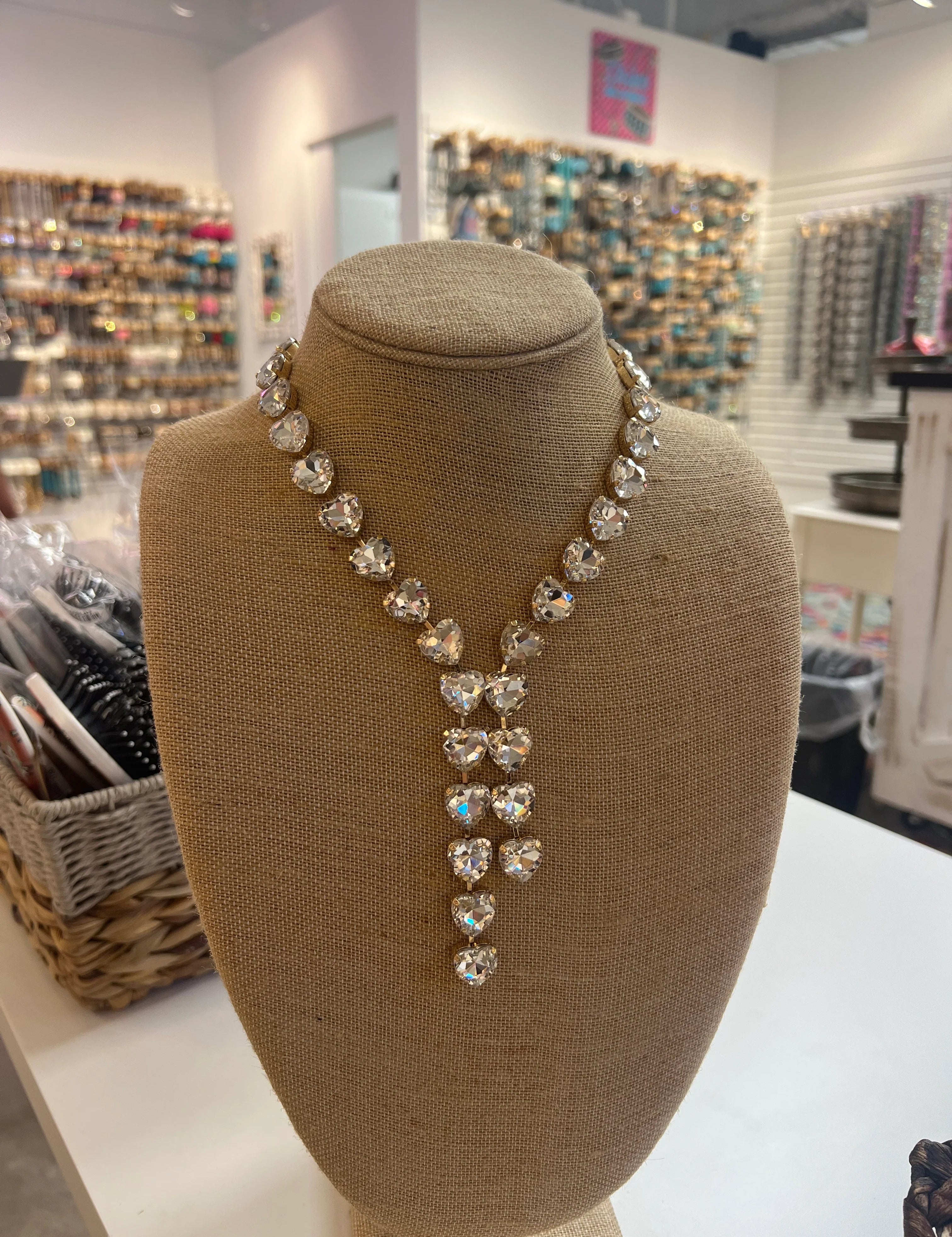 PINK PANACHE Crystal Heart Necklace on Simply Obsessed