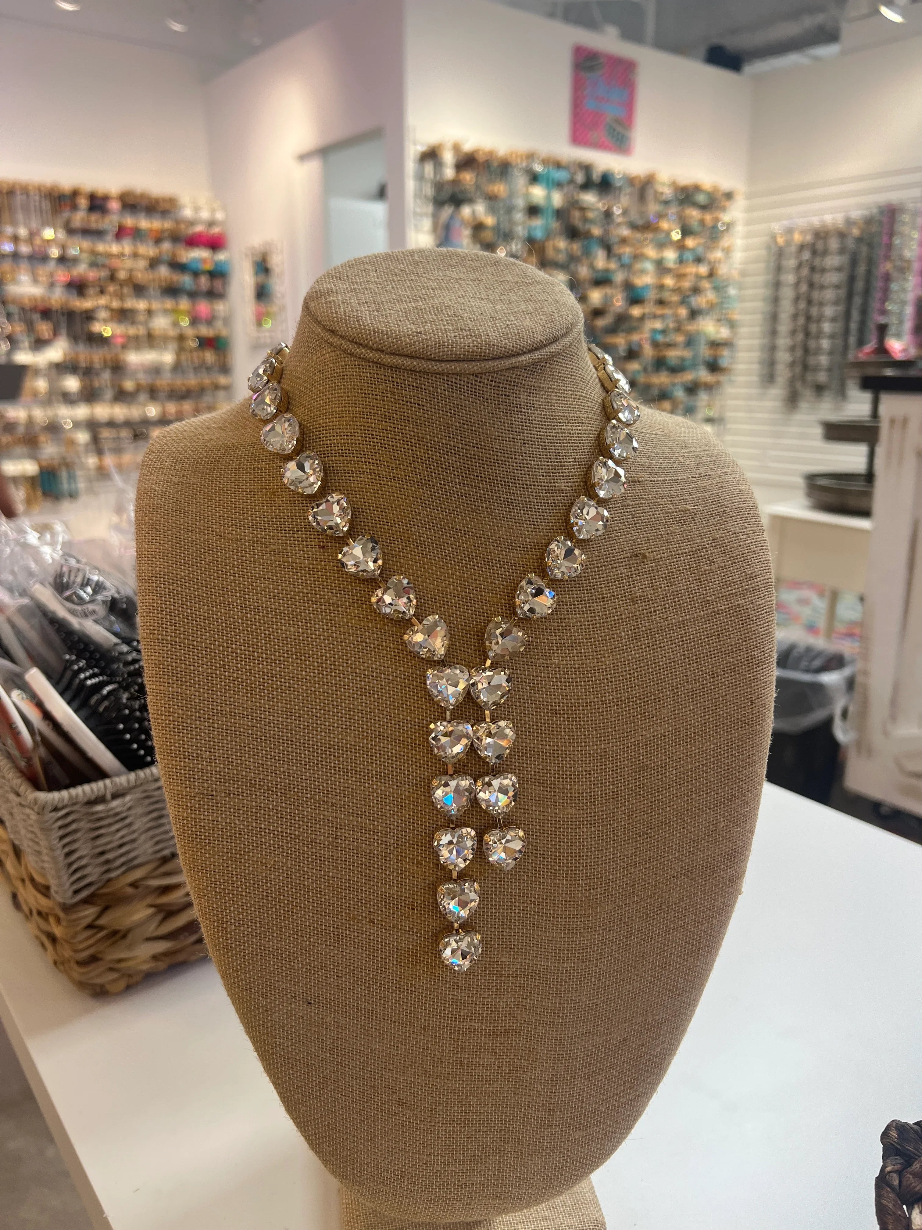 PINK PANACHE Crystal Heart Necklace on Simply Obsessed