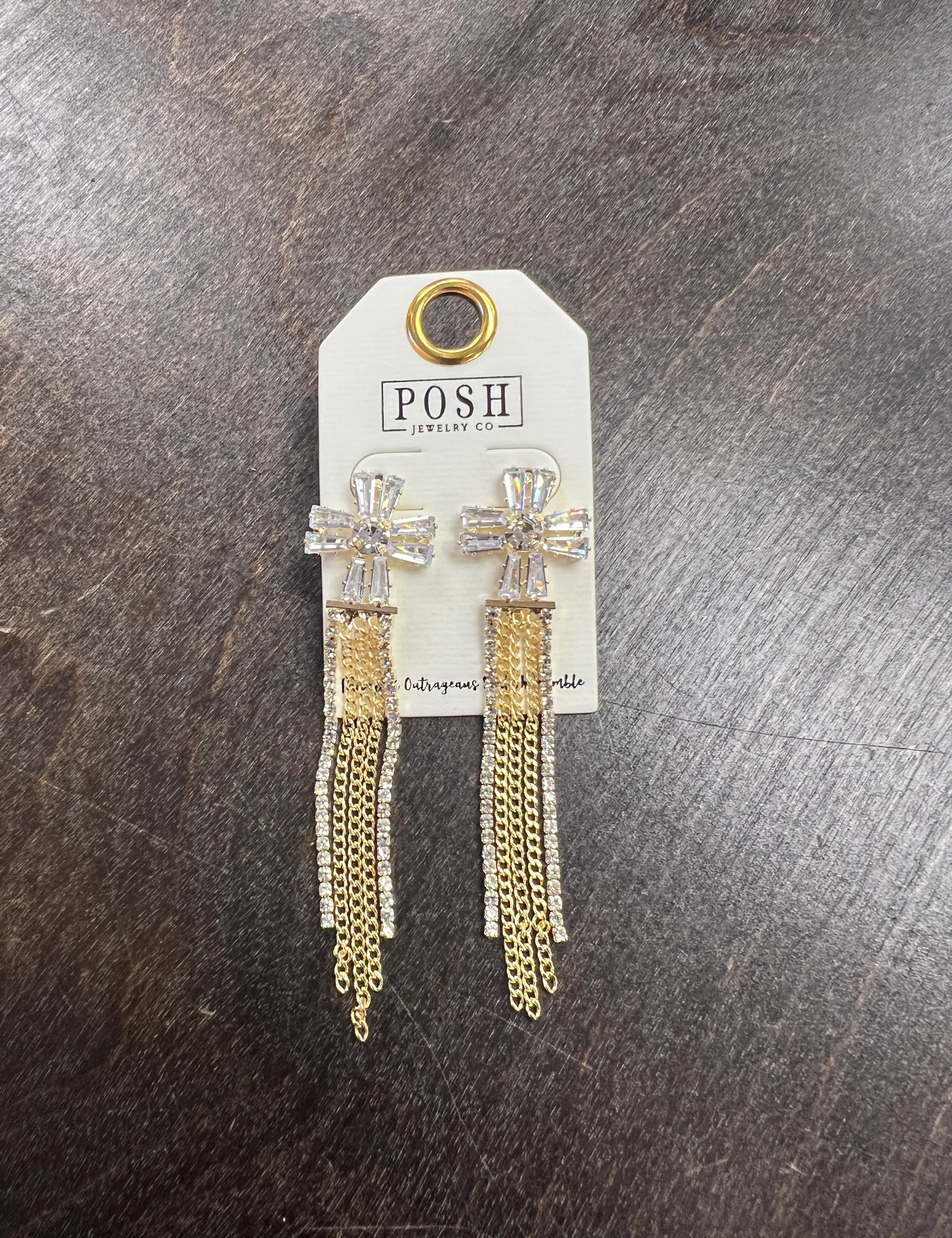 PINK PANACHE Crystal Tassel Earrings on Simply Obsessed
