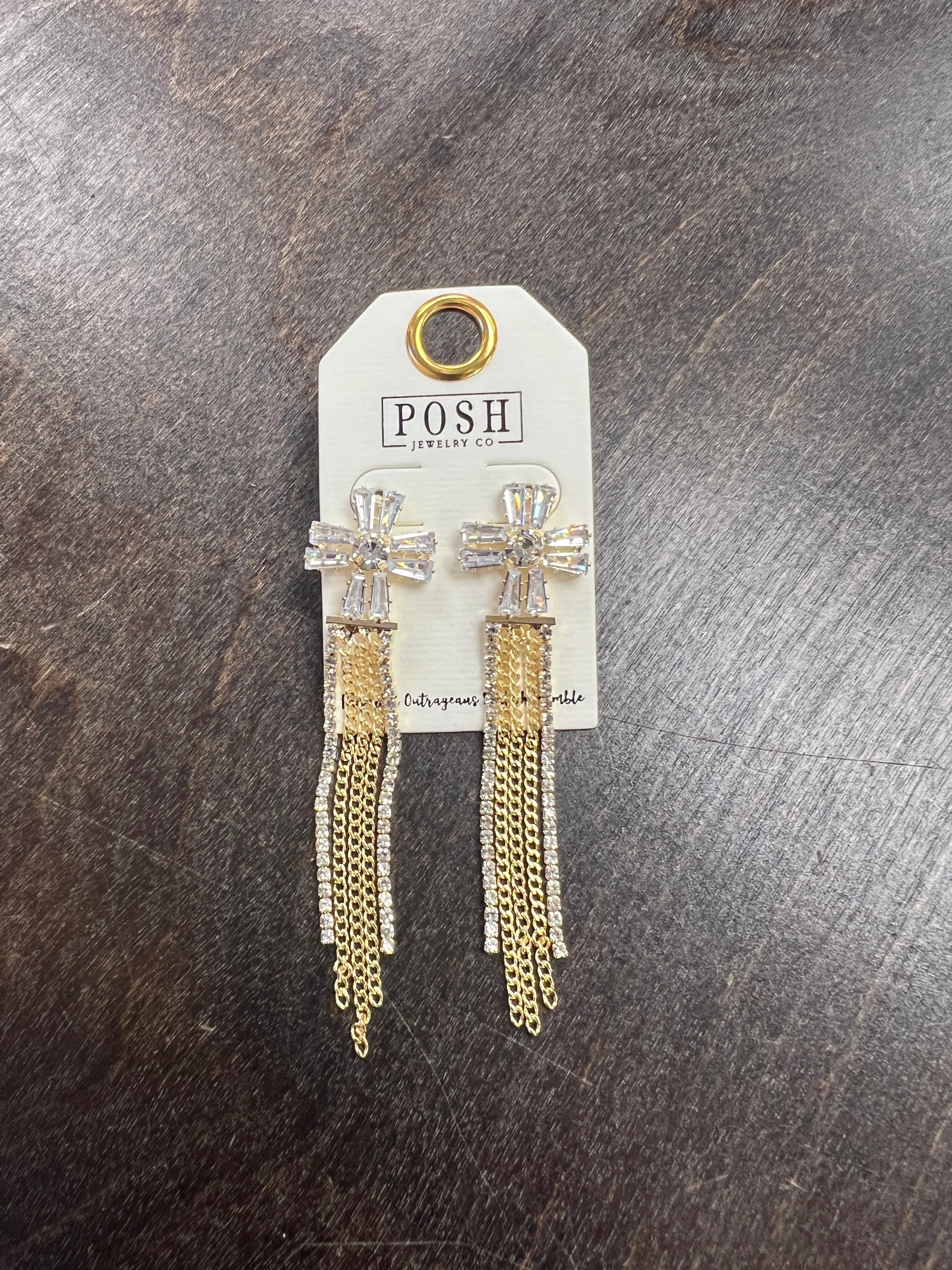 PINK PANACHE Crystal Tassel Earrings on Simply Obsessed