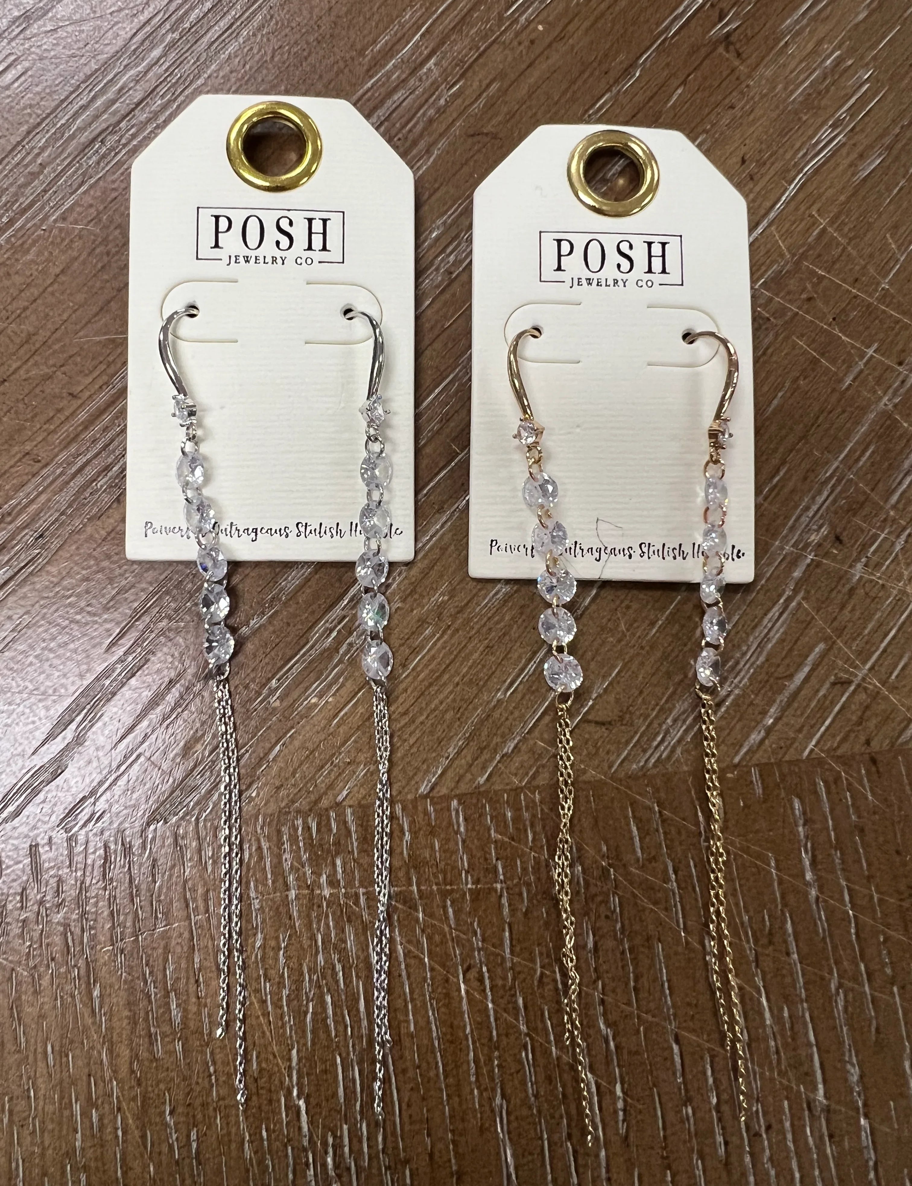 PINK PANACHE Dainty Bling Dangle Earrings on Simply Obsessed