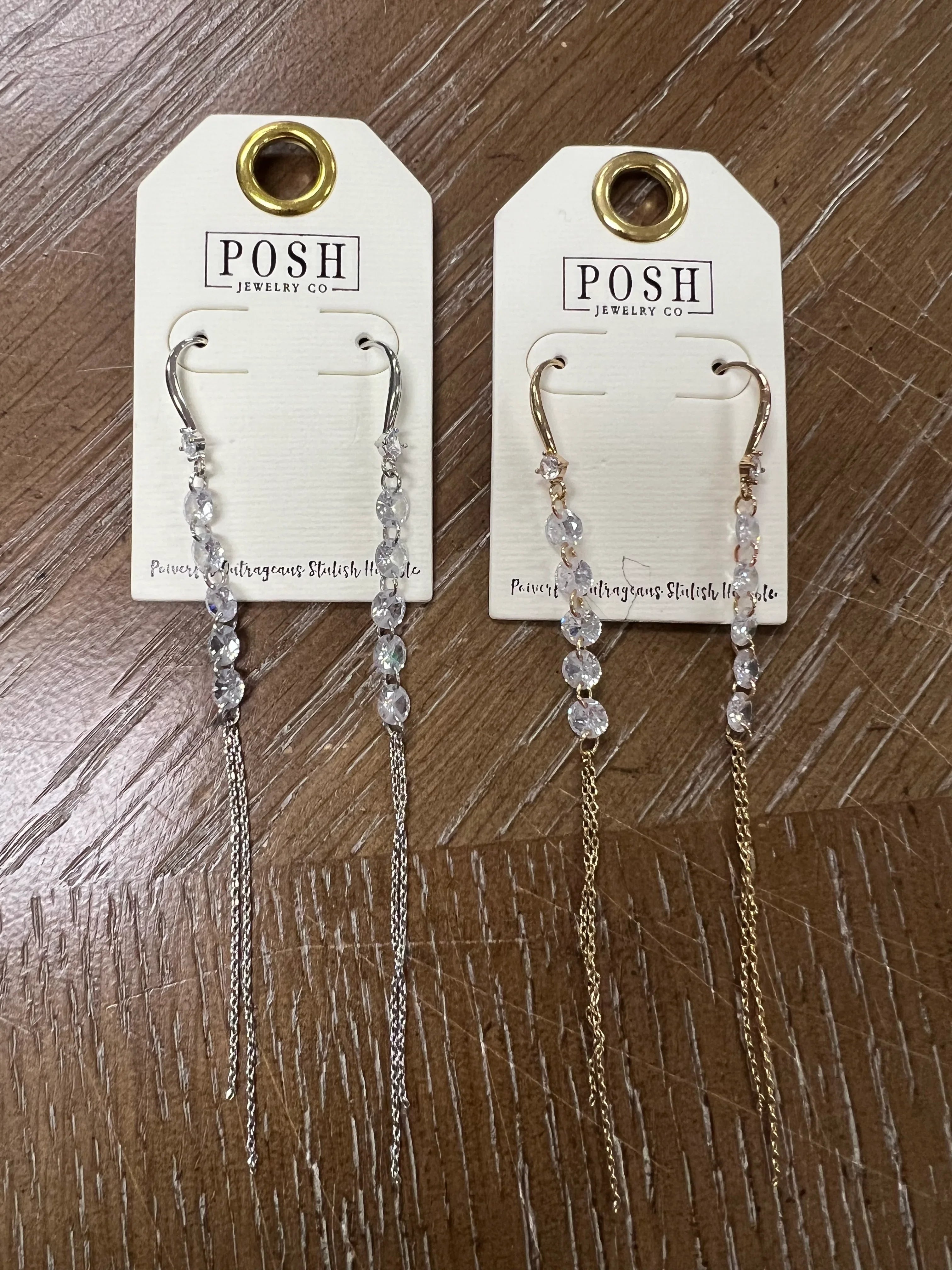 PINK PANACHE Dainty Bling Dangle Earrings on Simply Obsessed