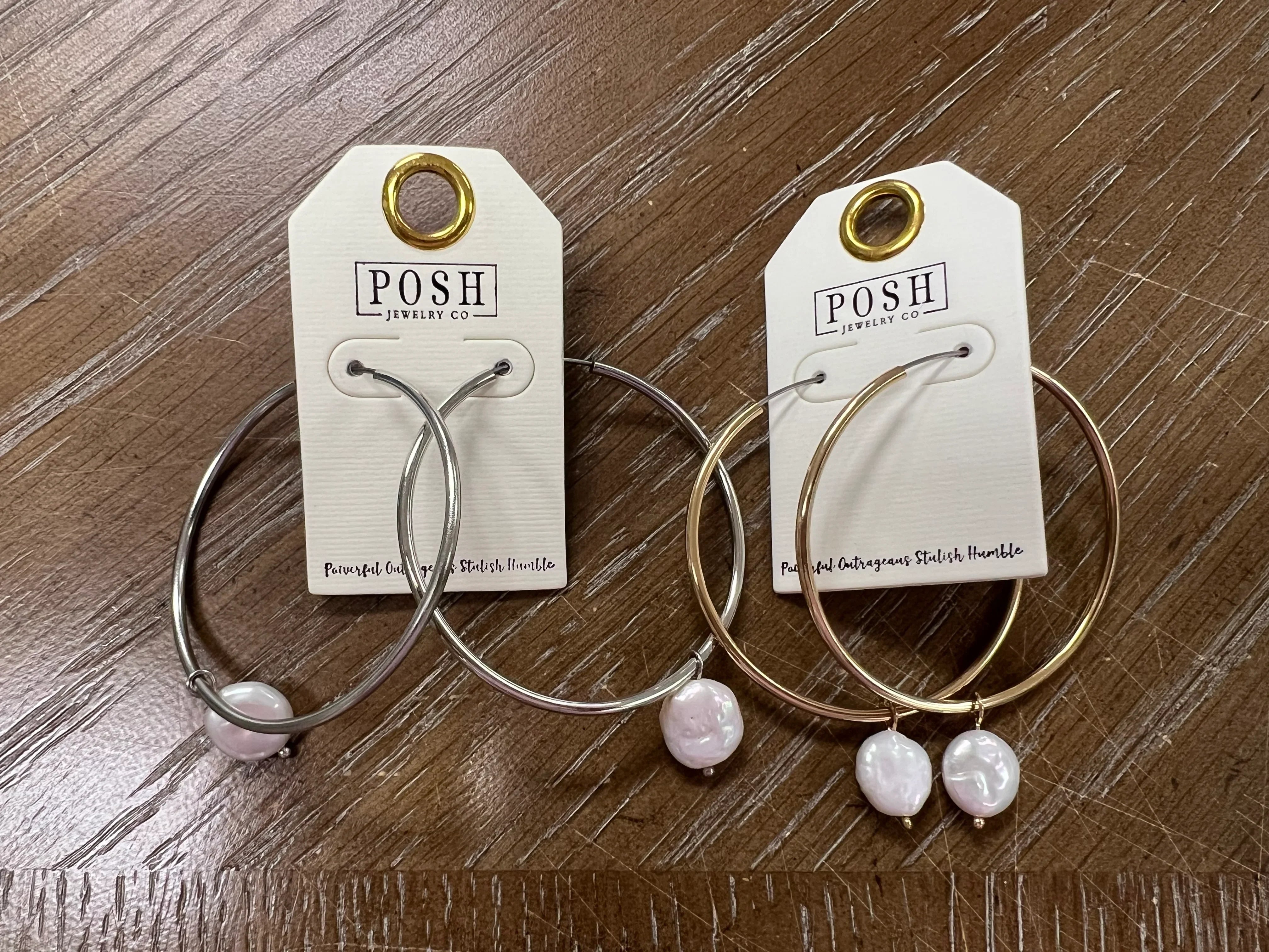 PINK PANACHE Dainty Pearl Drop Hoops on Simply Obsessed