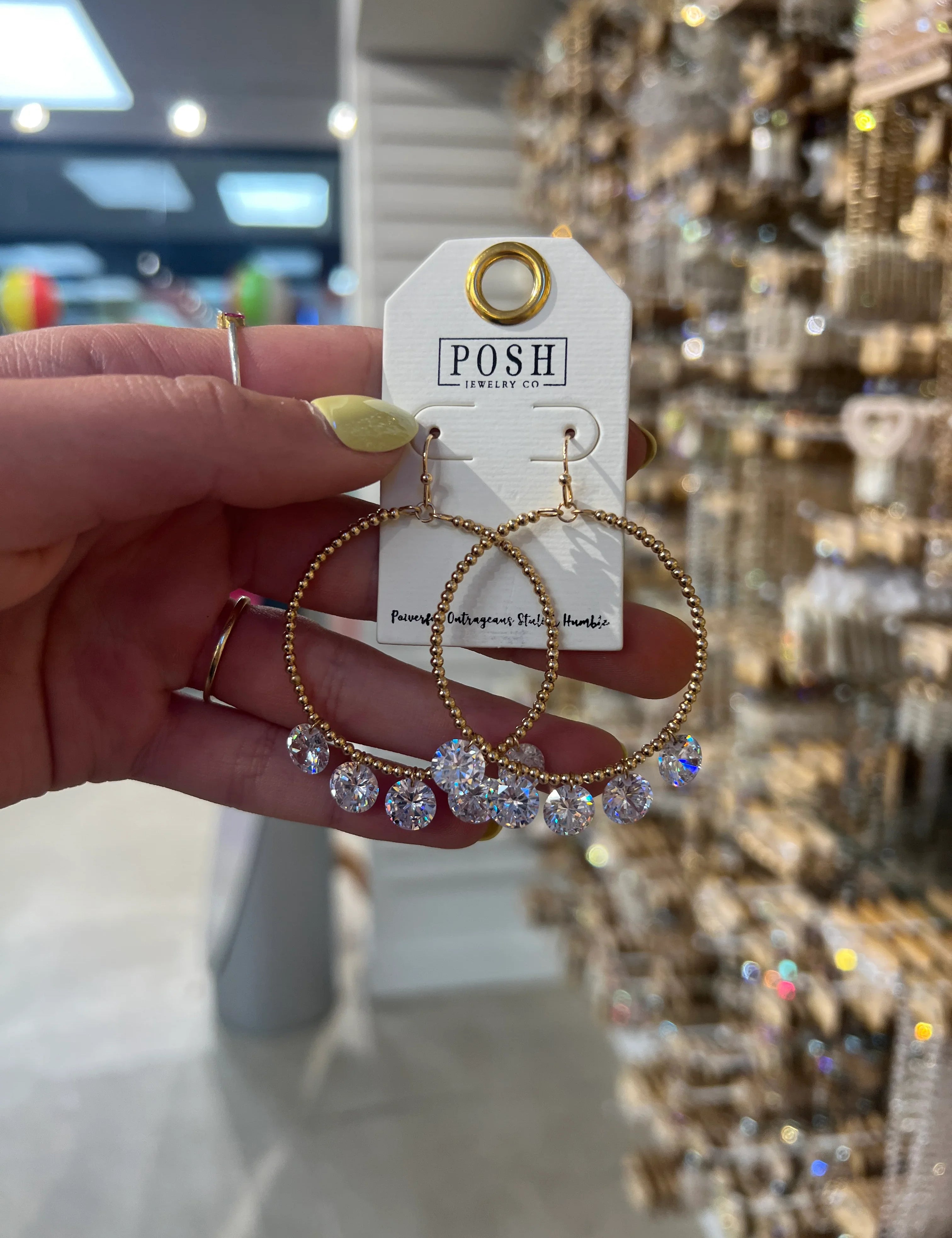 PINK PANACHE Dainty Stone Drop Hoops on Simply Obsessed