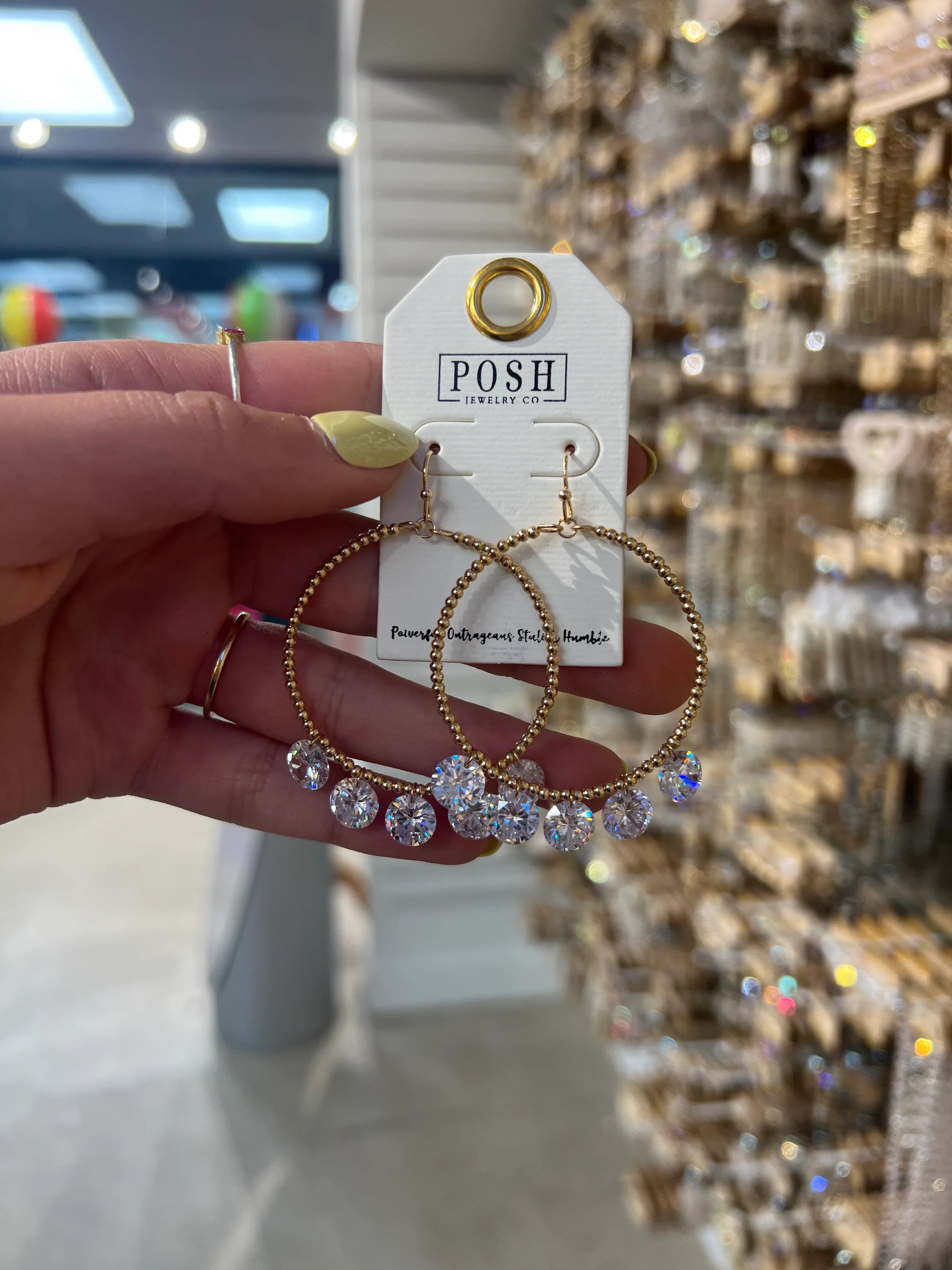 PINK PANACHE Dainty Stone Drop Hoops on Simply Obsessed