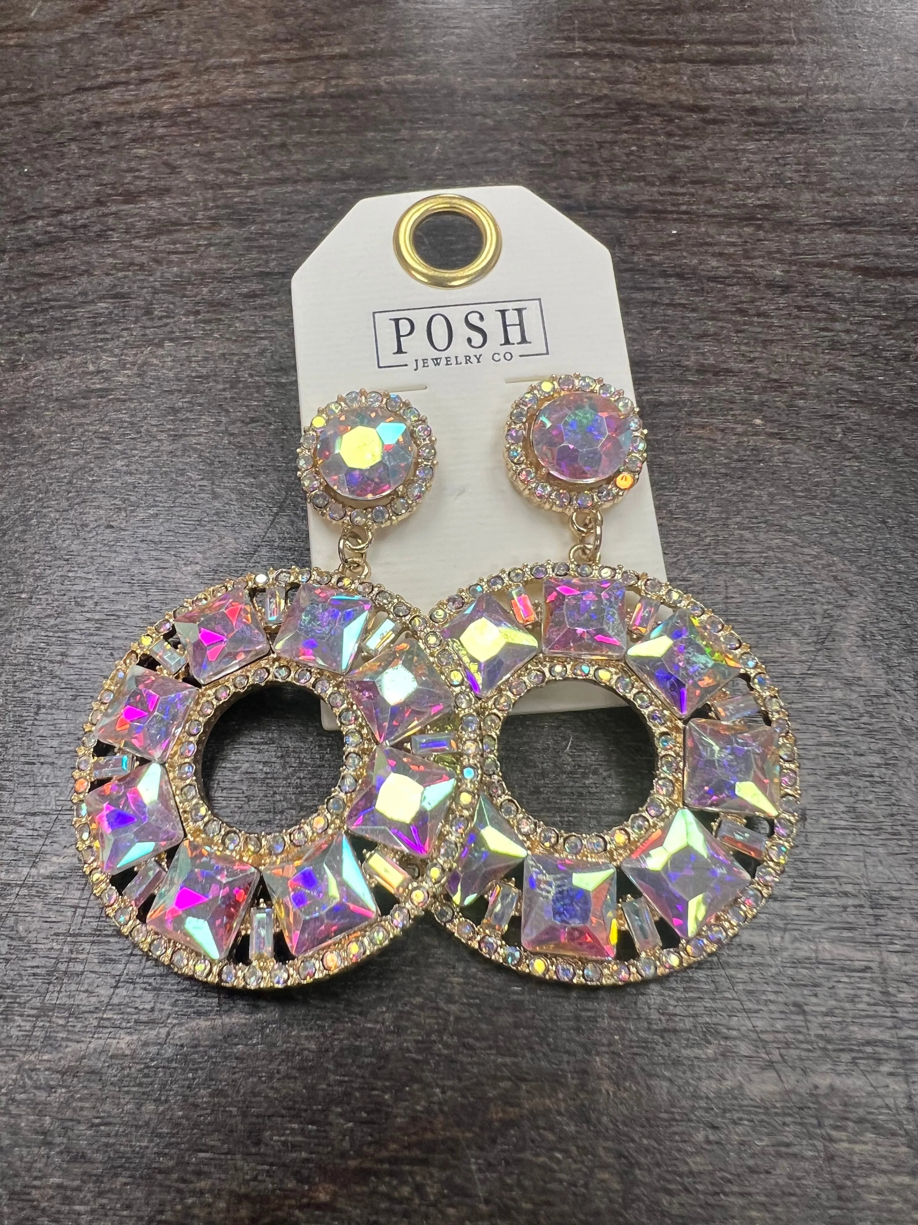 PINK PANACHE Double Layered AB Statement Earrings on Simply Obsessed