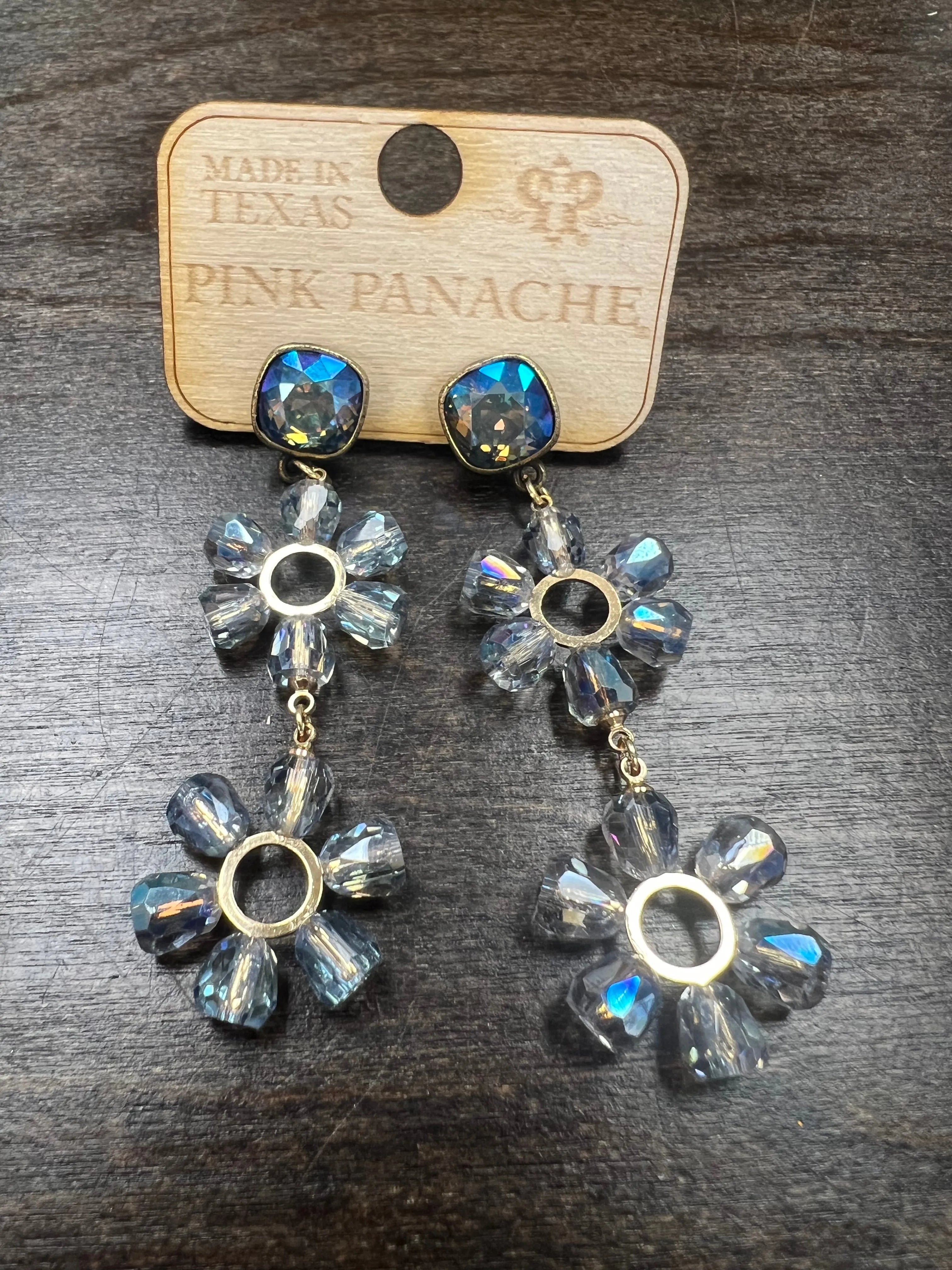PINK PANACHE Double Layered Flower Earrings on Simply Obsessed