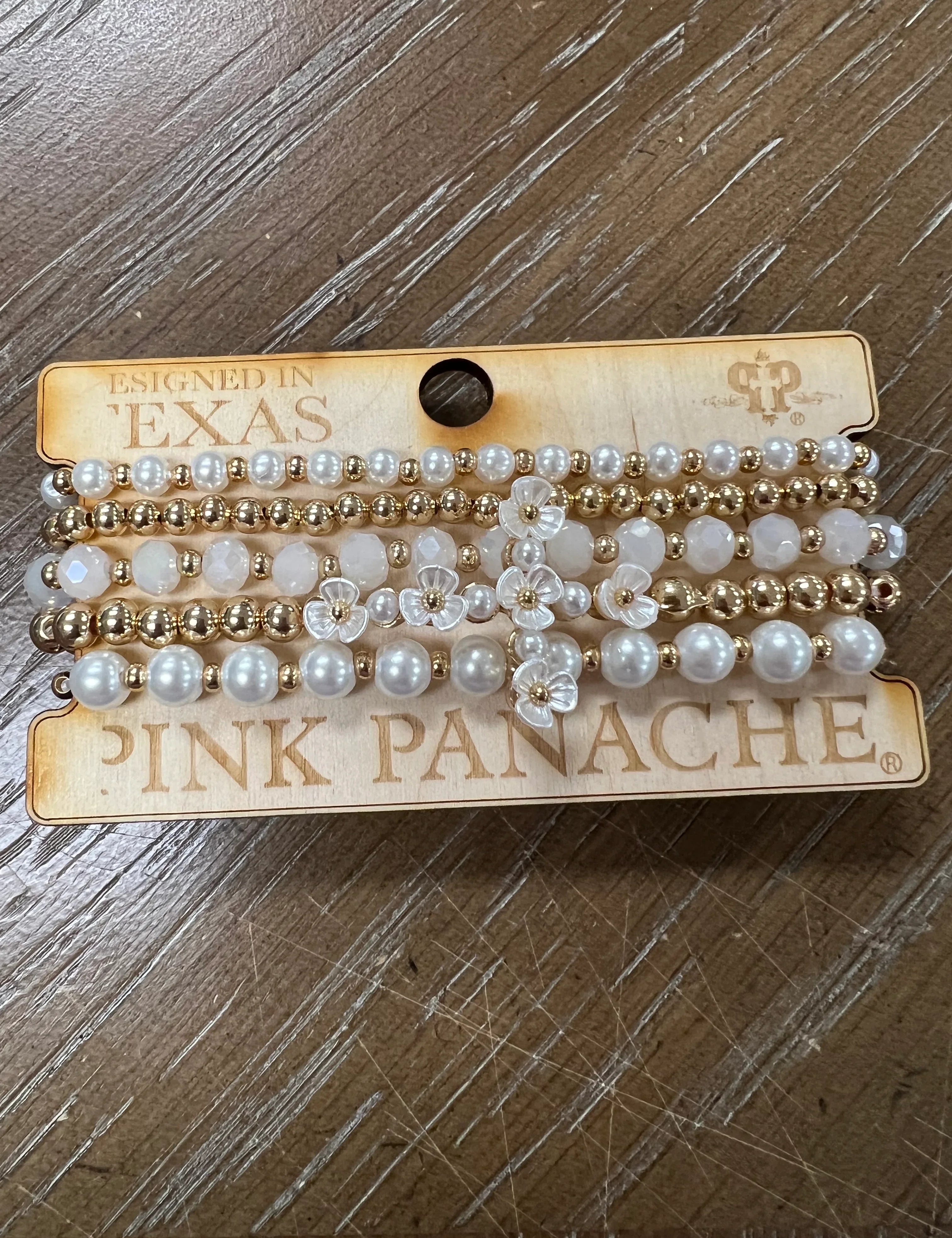 PINK PANACHE Floral Cross Pearl Bracelet Stack on Simply Obsessed