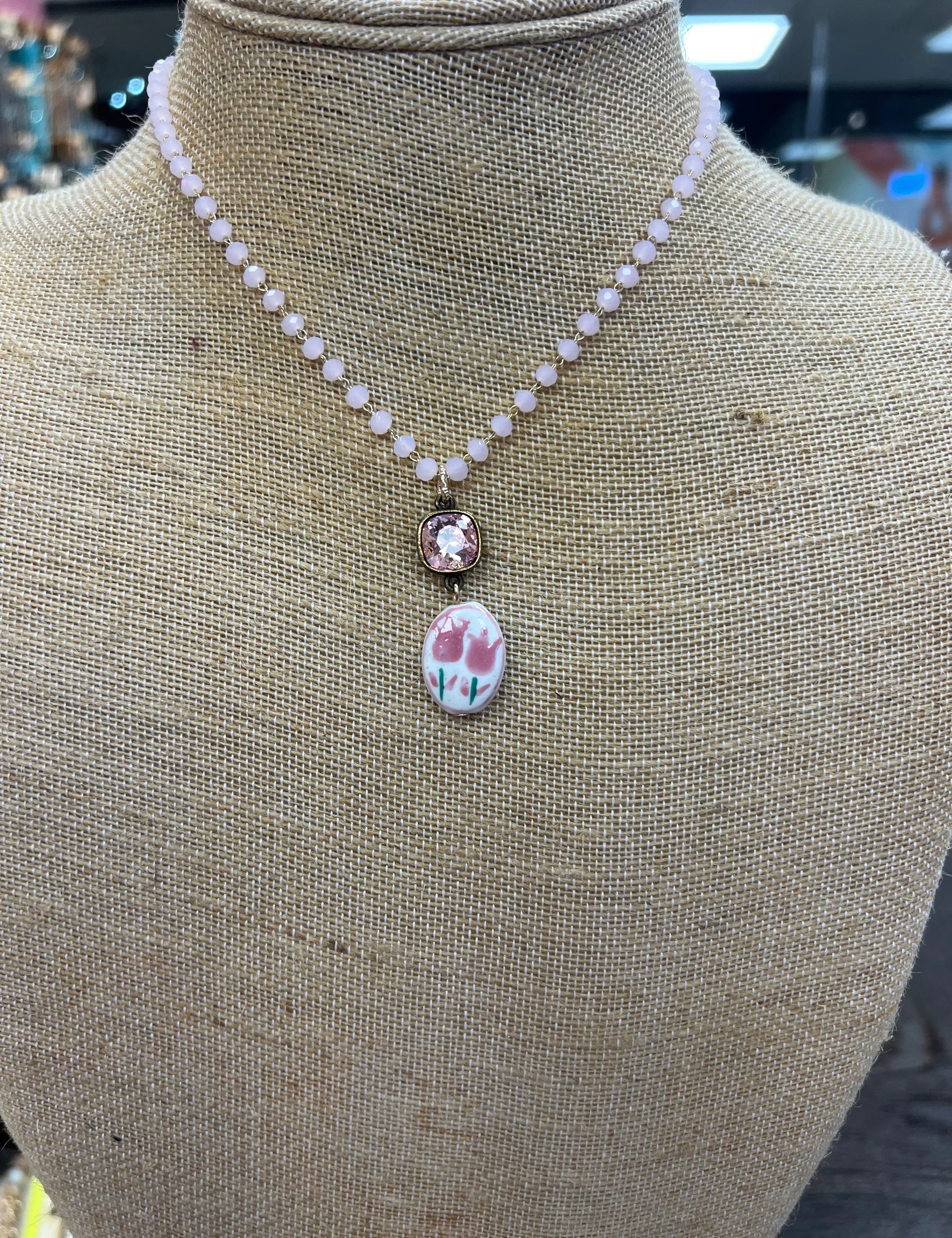 PINK PANACHE Flower Charm Beaded Necklace on Simply Obsessed