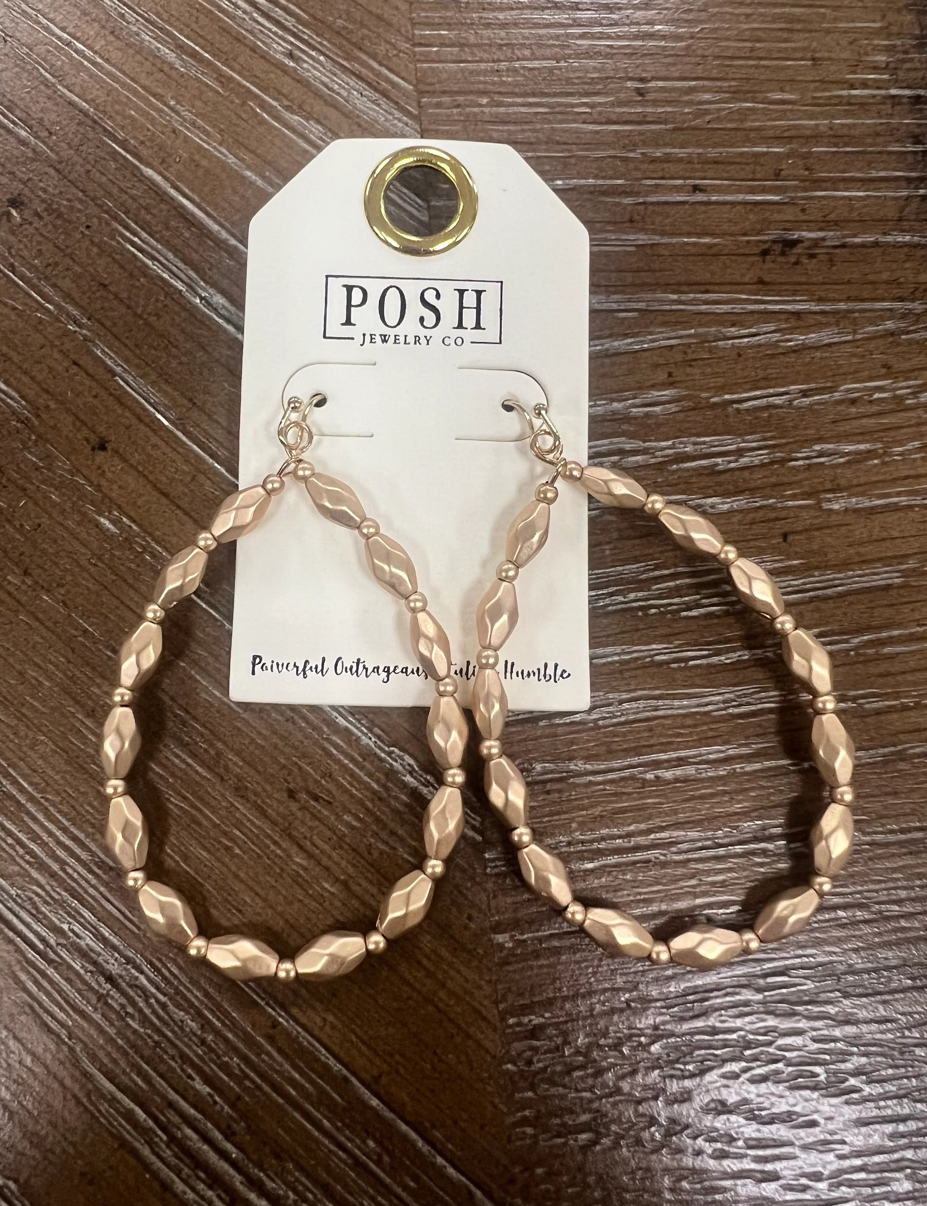 PINK PANACHE Gold Beaded Teardrop Earrings on Simply Obsessed
