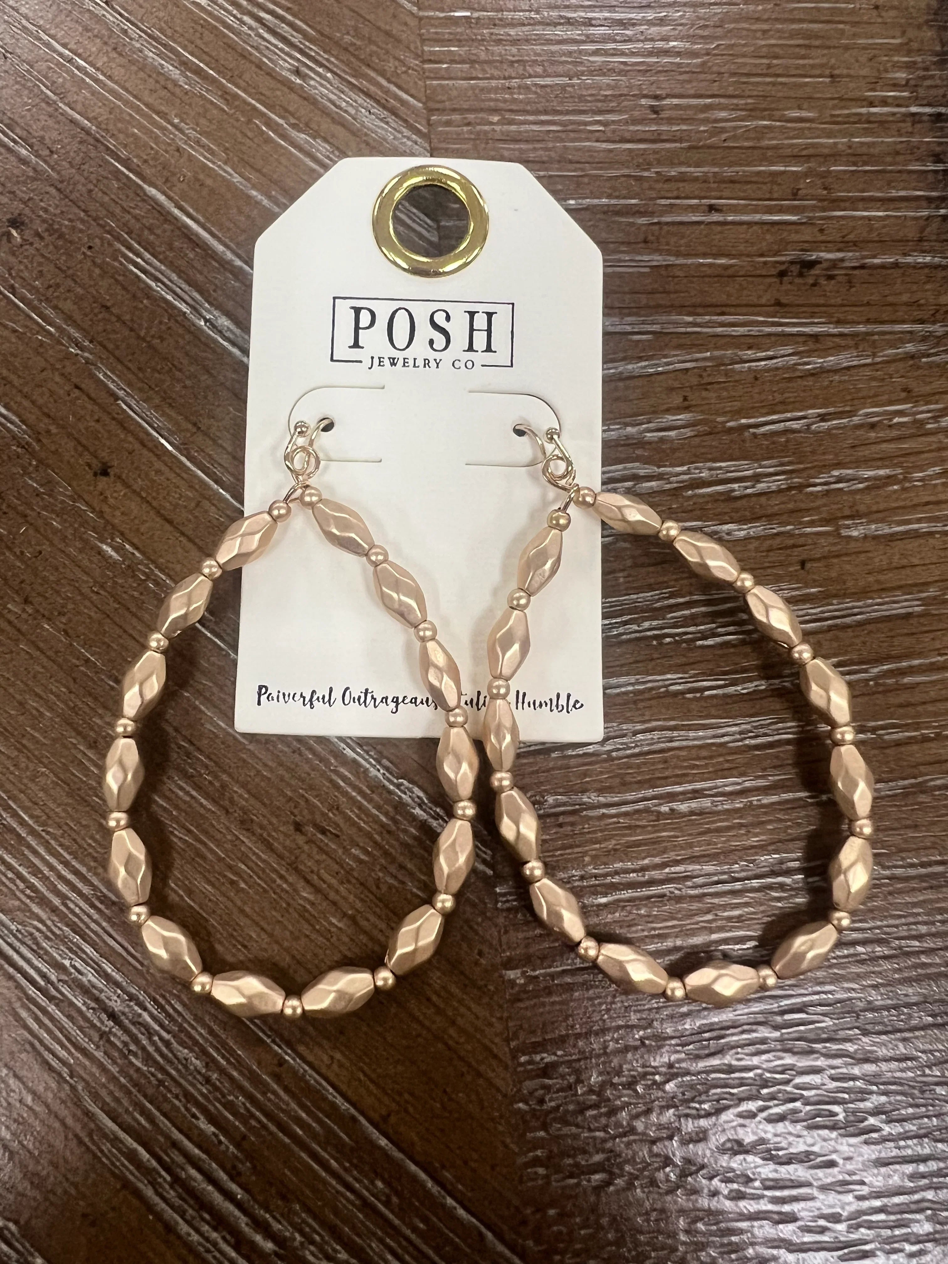 PINK PANACHE Gold Beaded Teardrop Earrings on Simply Obsessed