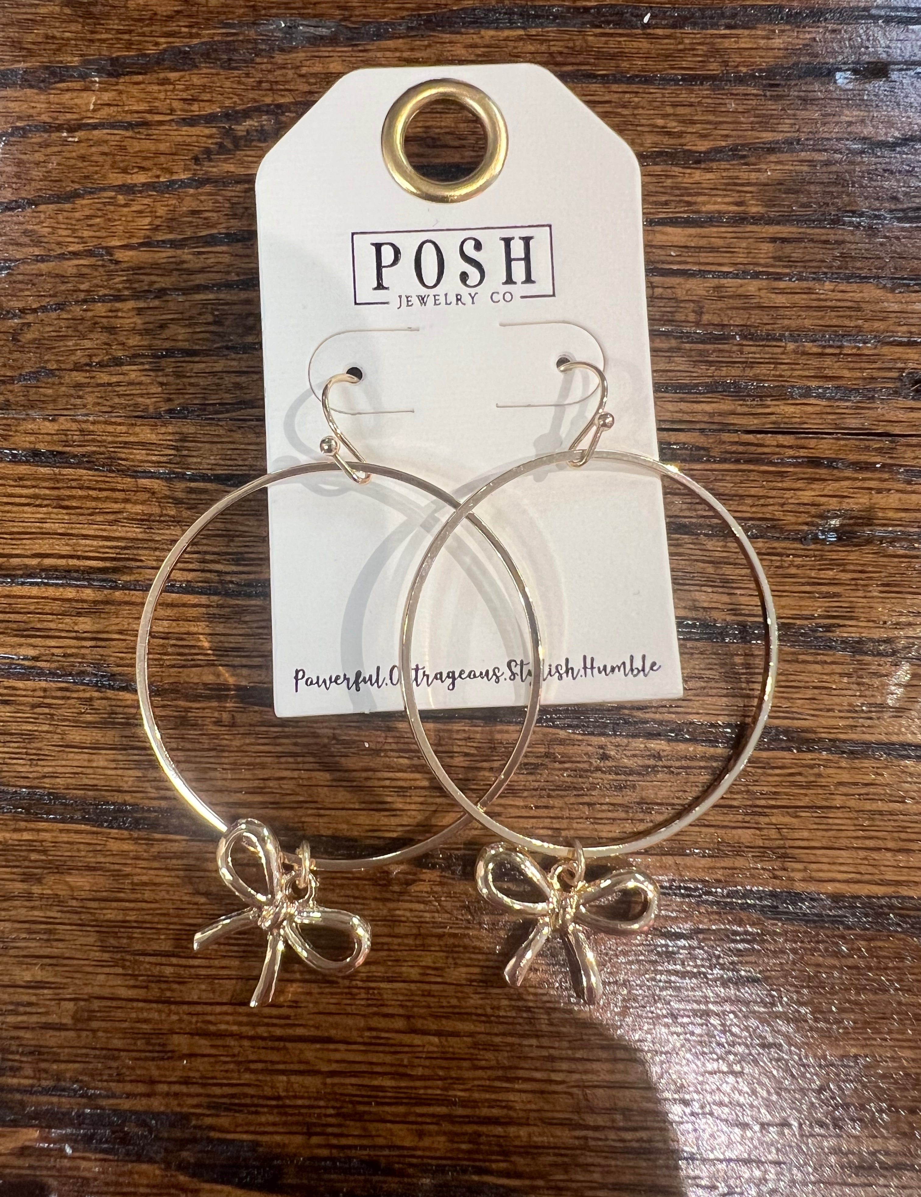 PINK PANACHE: Gold Bow Hoops on Simply Obsessed