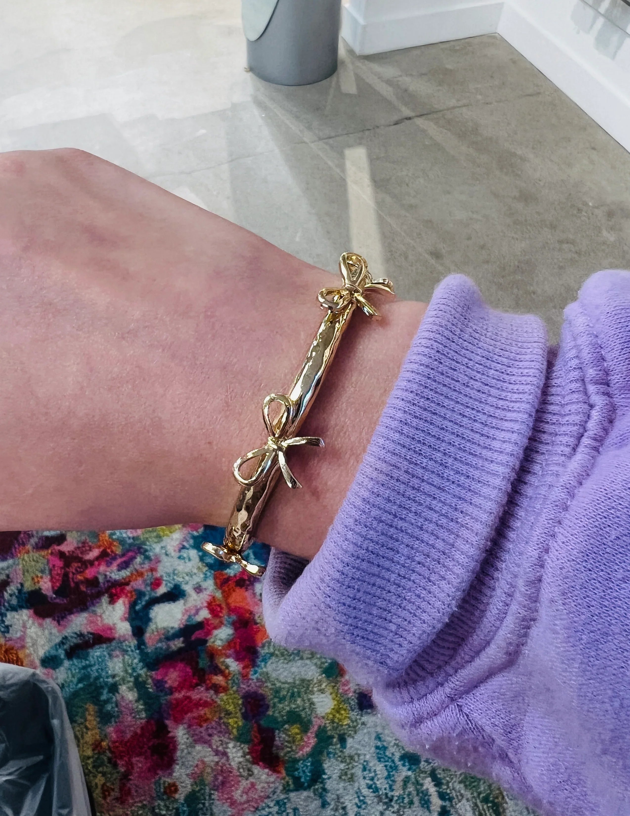 PINK PANACHE Gold Bow Stretch Bracelet on Simply Obsessed