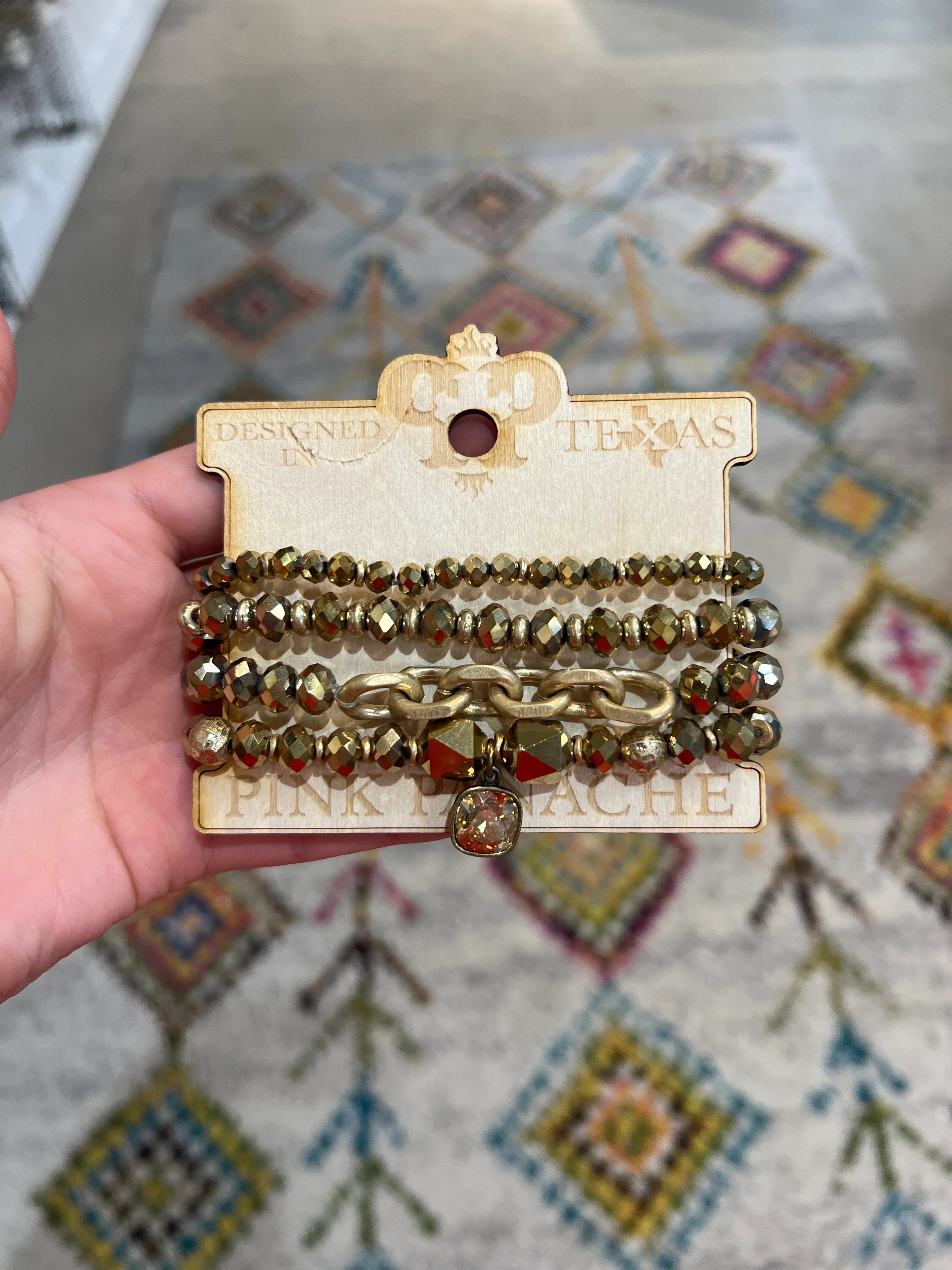 PINK PANACHE Gold Chain Beaded Bracelet Stack on Simply Obsessed