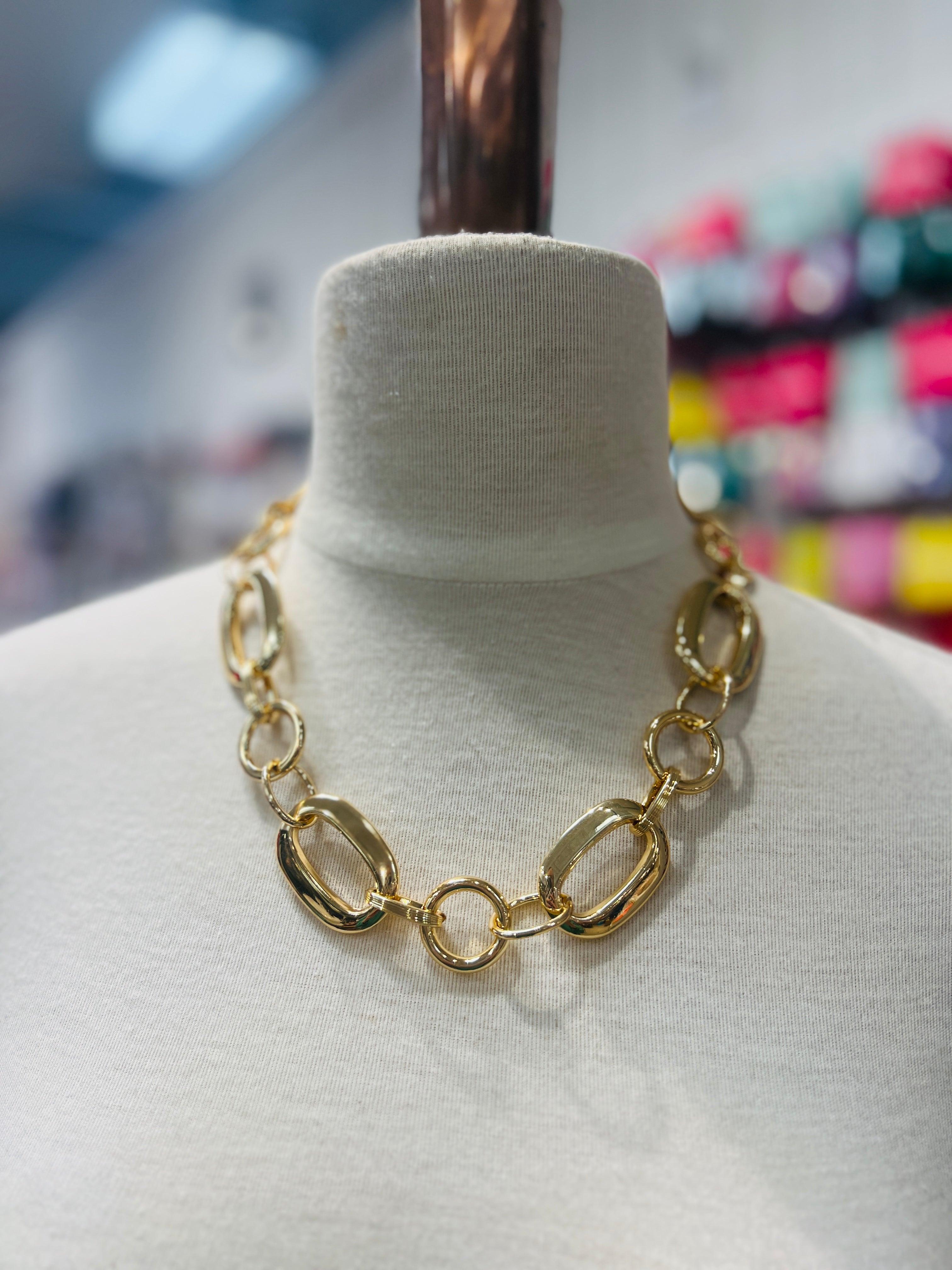 PINK PANACHE Gold Chunky Chain Necklace on Simply Obsessed