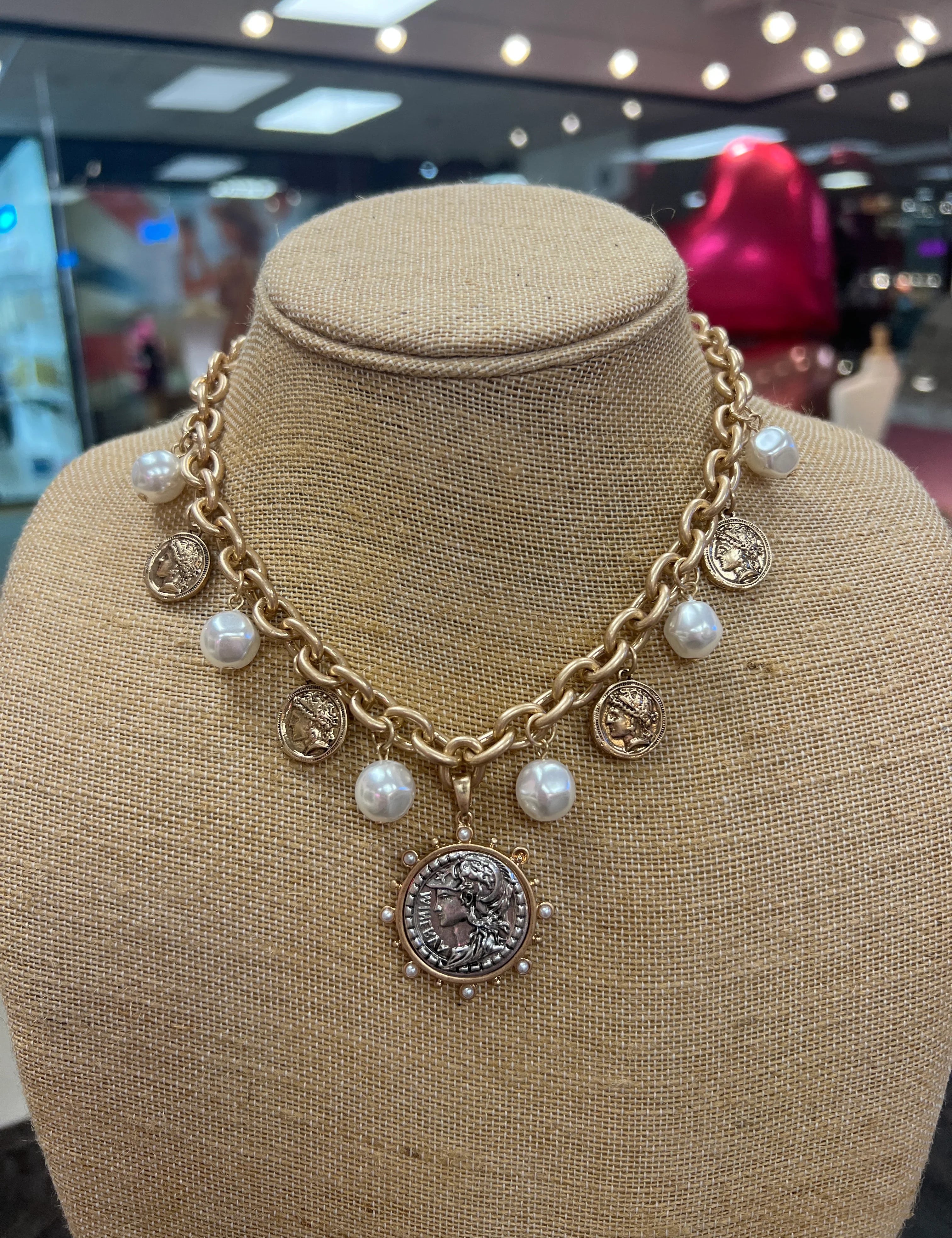 PINK PANACHE Gold Coin Charm Necklace on Simply Obsessed