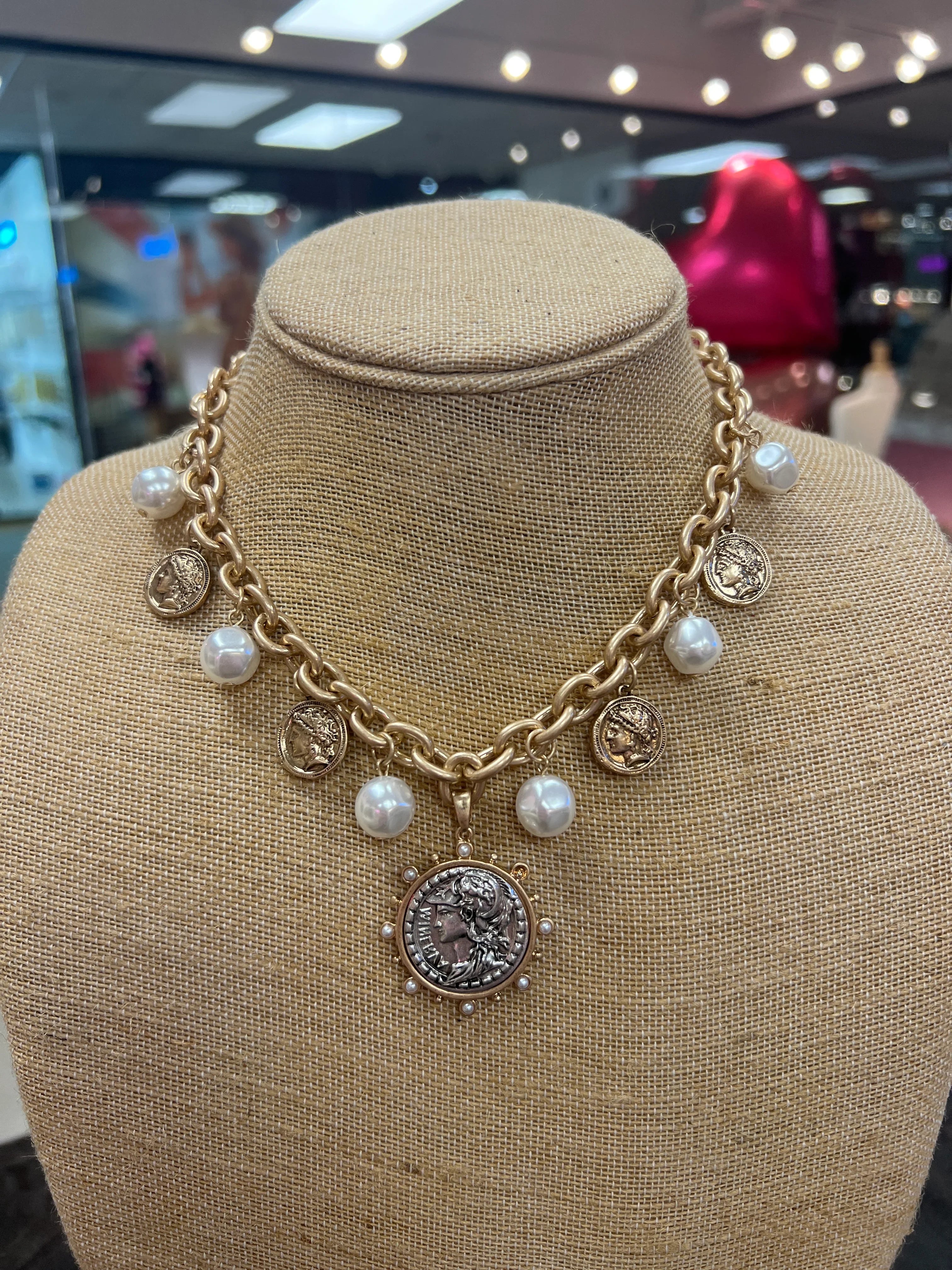 PINK PANACHE Gold Coin Charm Necklace on Simply Obsessed