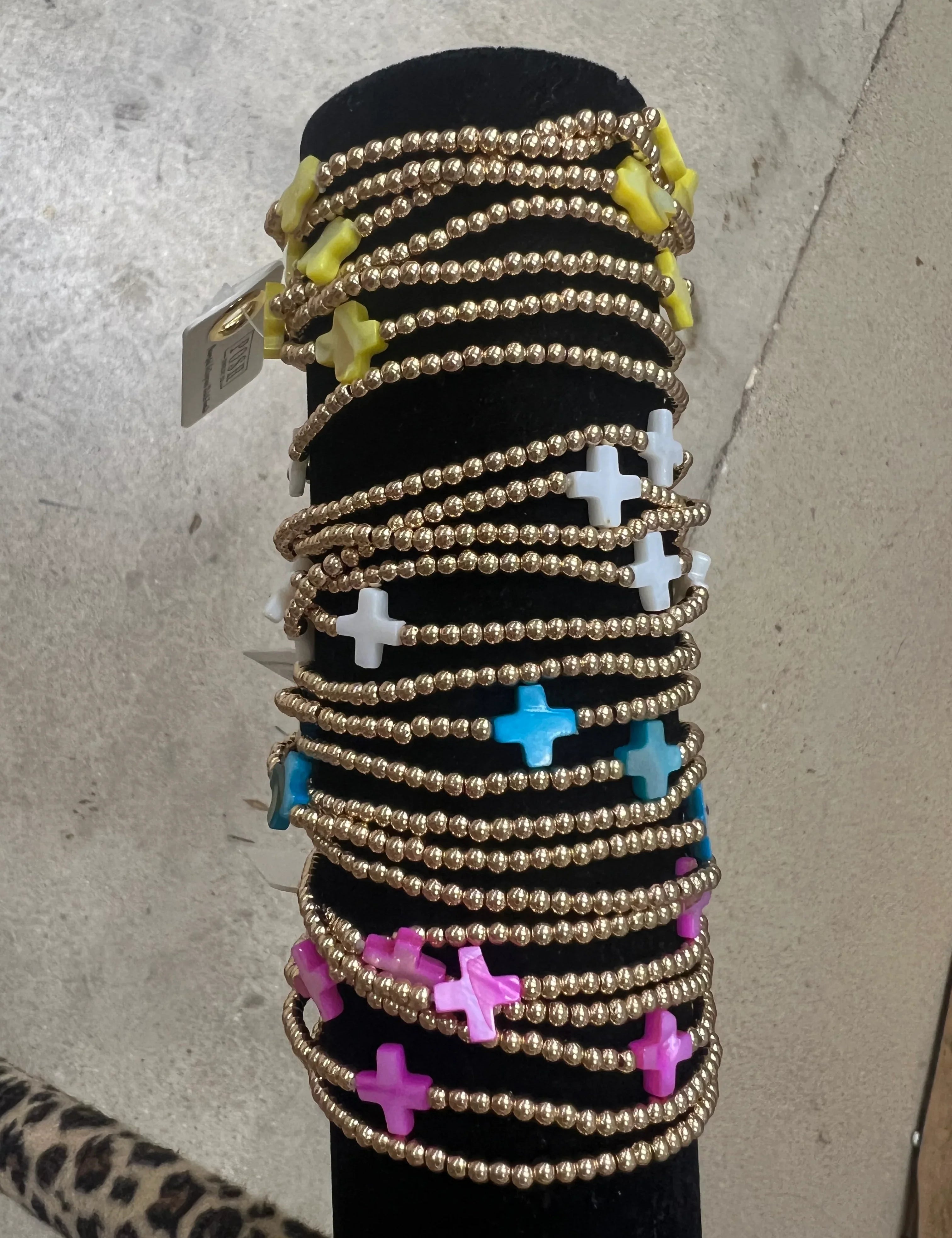PINK PANACHE Gold Cross Bracelet Stacks on Simply Obsessed