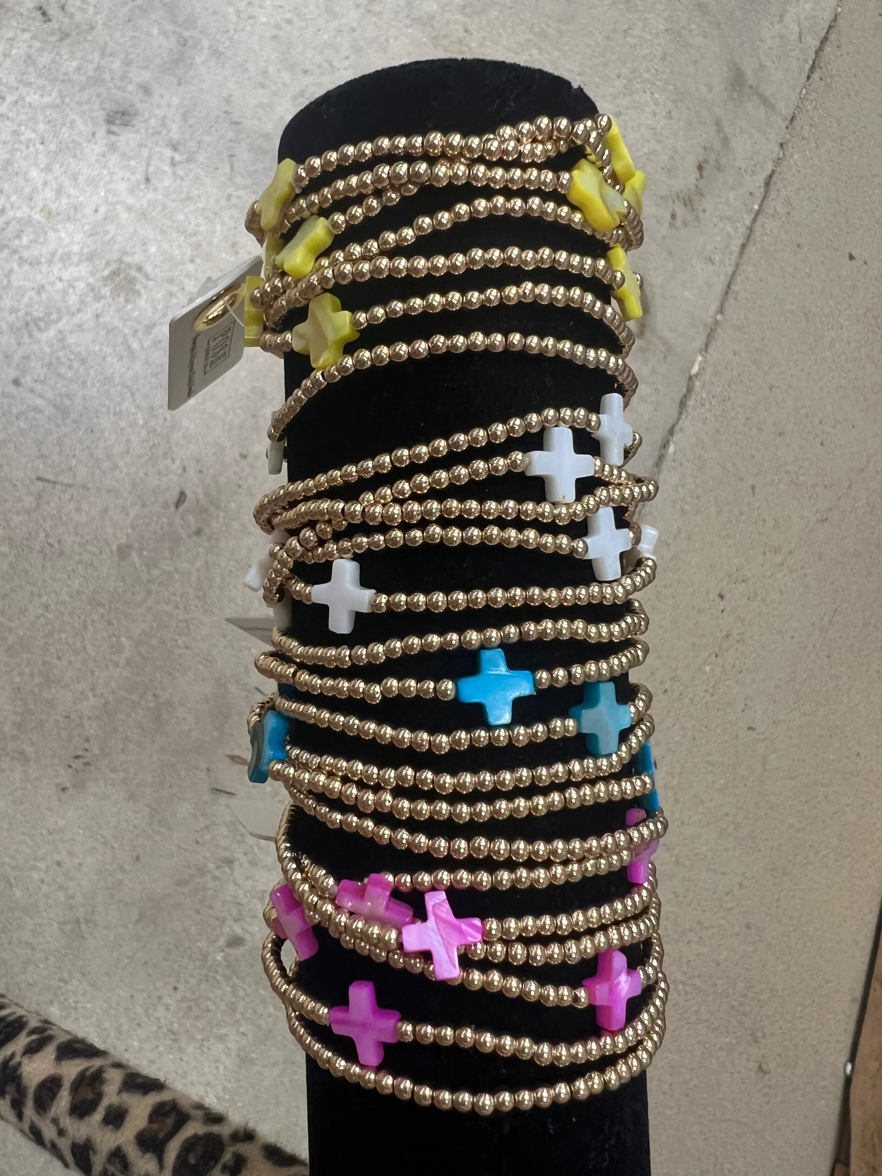 PINK PANACHE Gold Cross Bracelet Stacks on Simply Obsessed