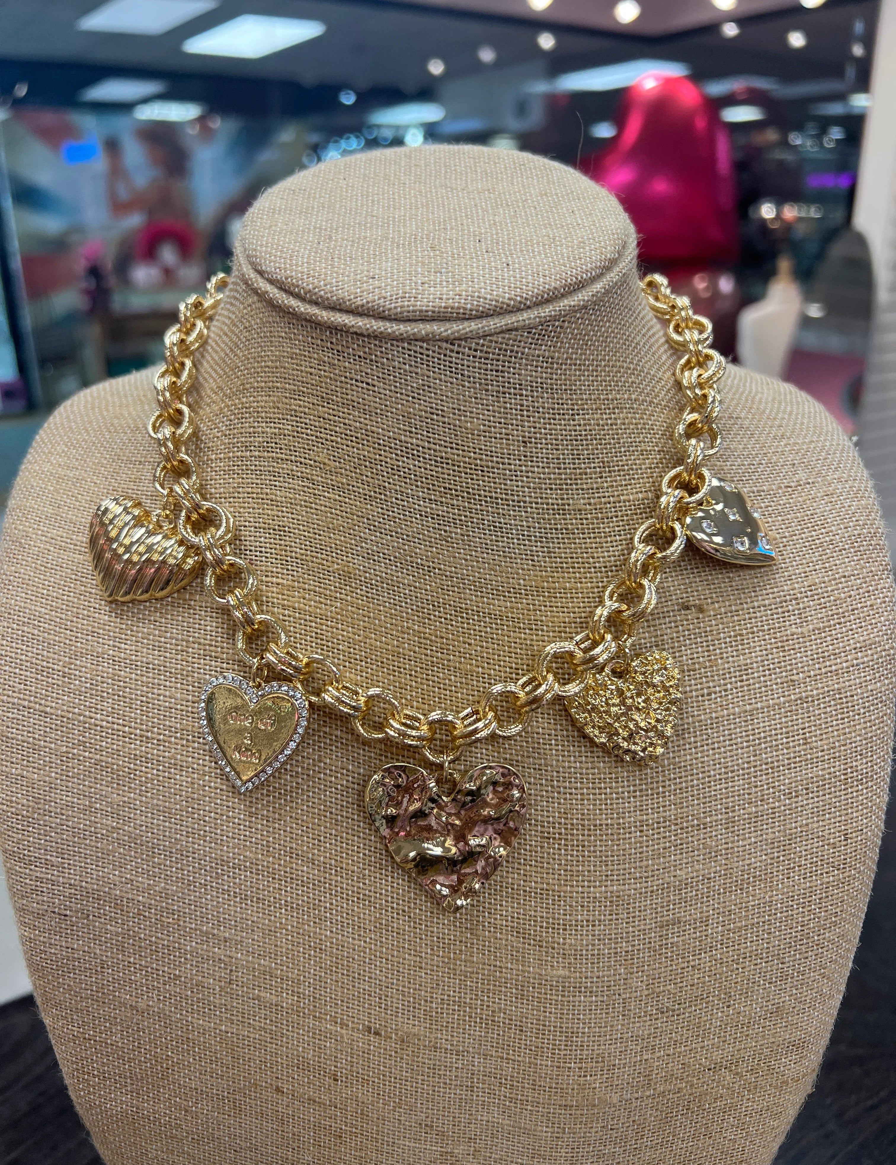 PINK PANACHE Gold Heart Charm Necklace on Simply Obsessed