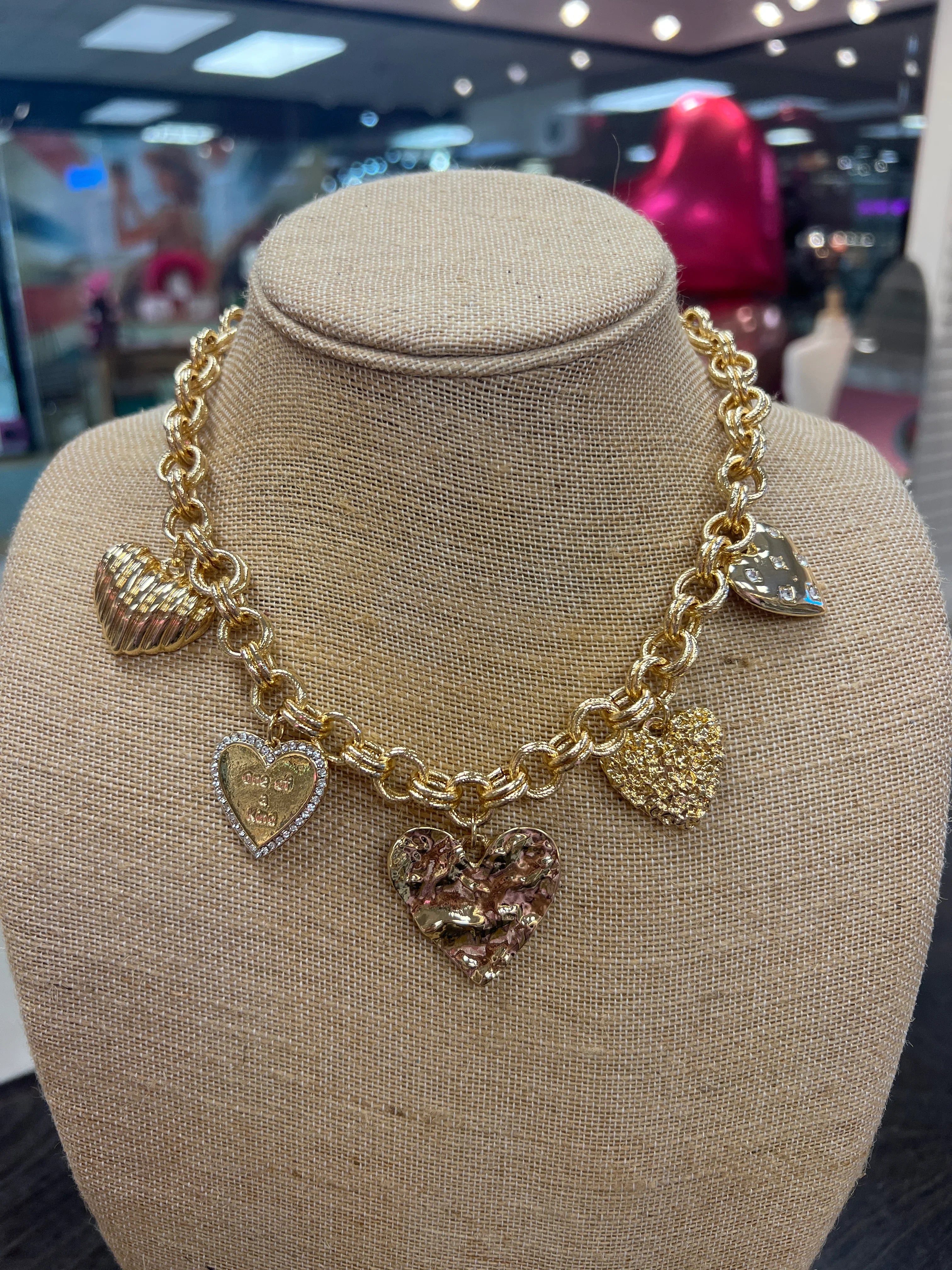 PINK PANACHE Gold Heart Charm Necklace on Simply Obsessed