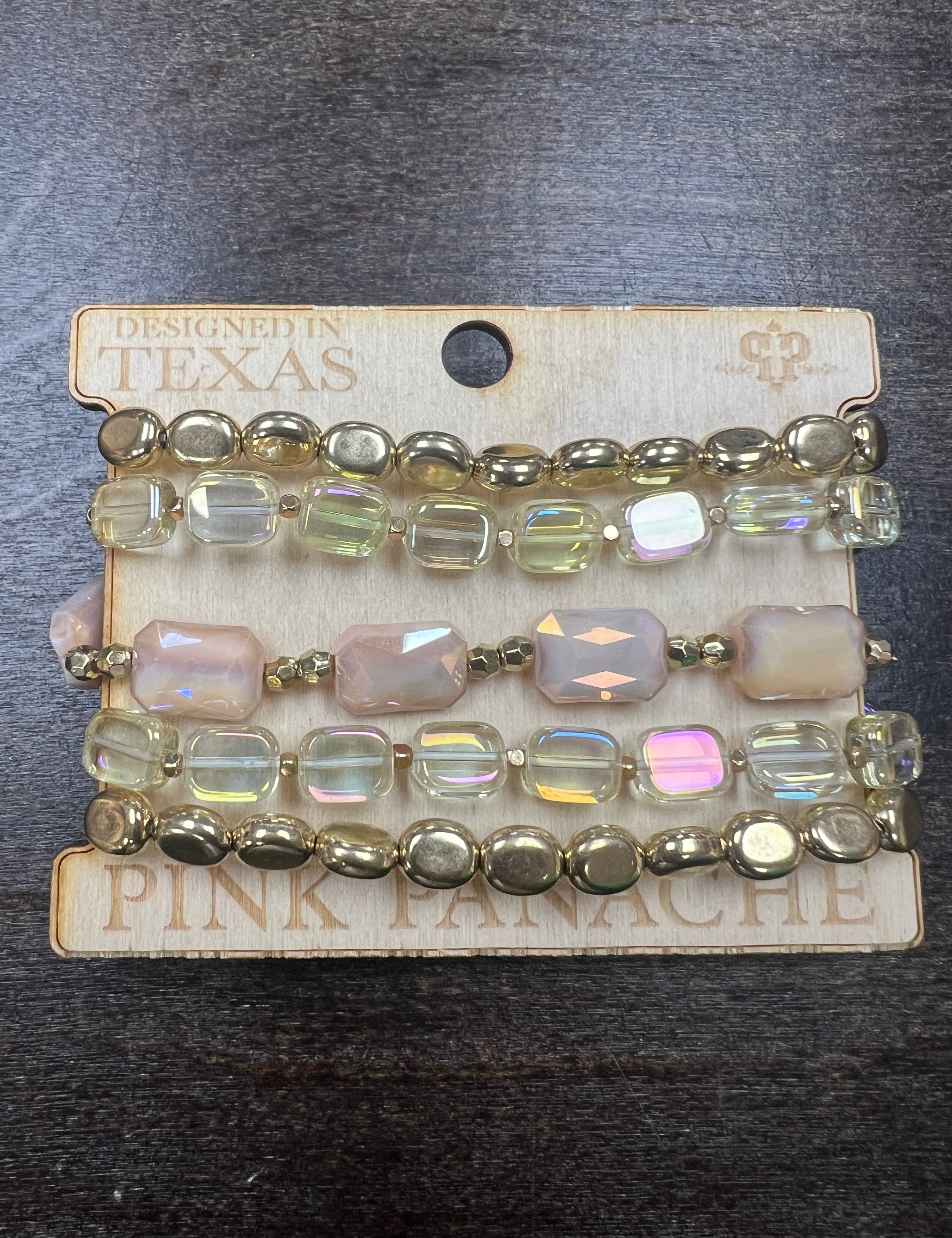 PINK PANACHE: Gold Iridescent Bracelet Stack on Simply Obsessed