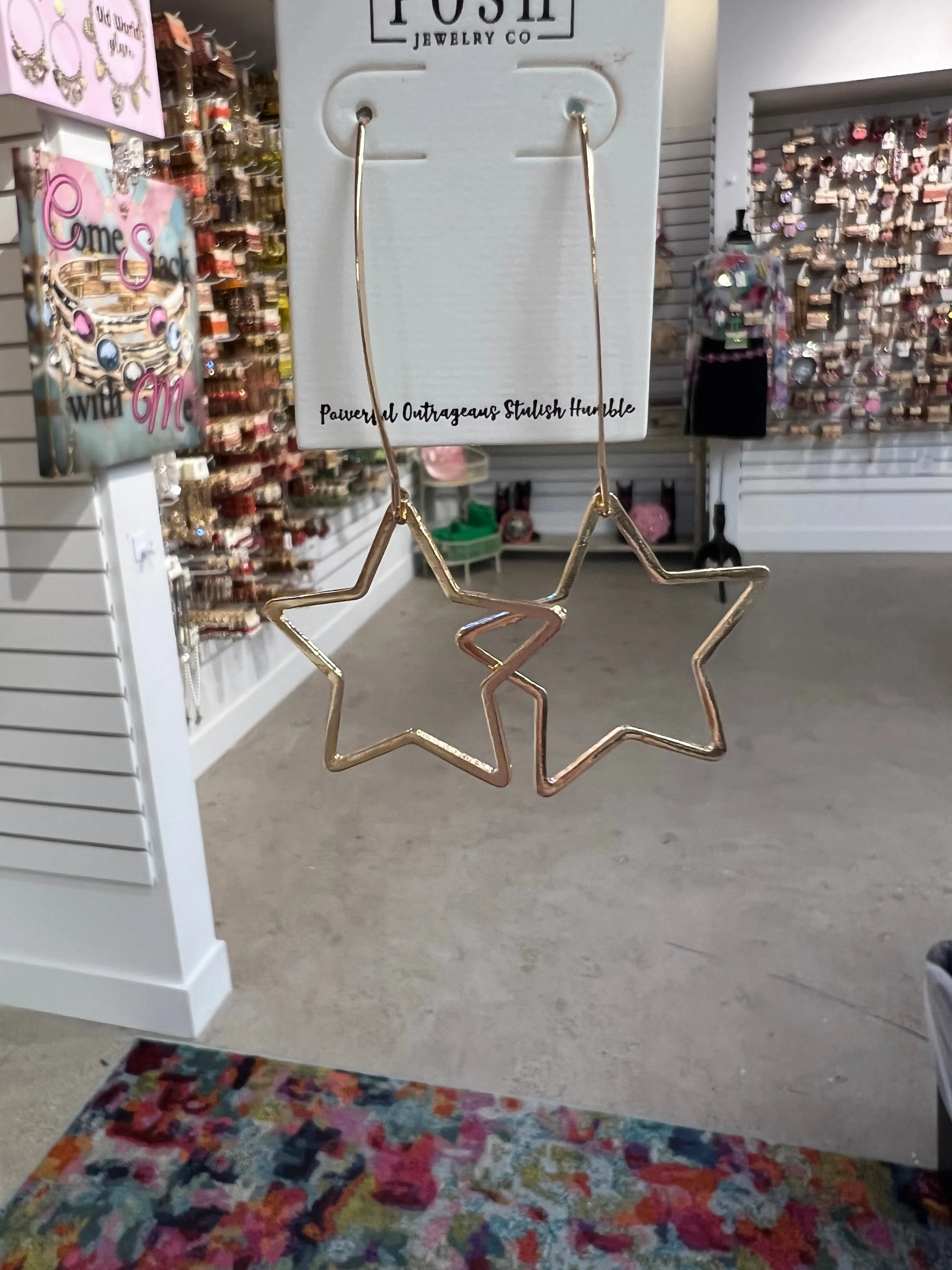 PINK PANACHE Gold Star Earrings on Simply Obsessed
